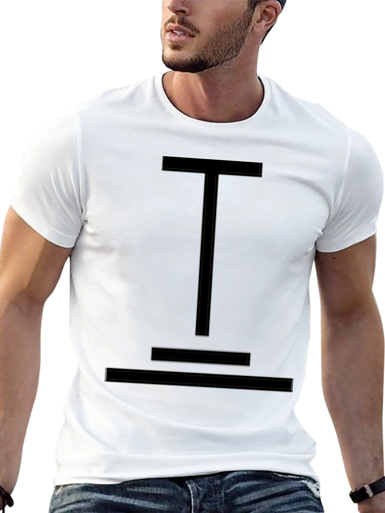Minimalist Black T-Shirt with Geometric Design