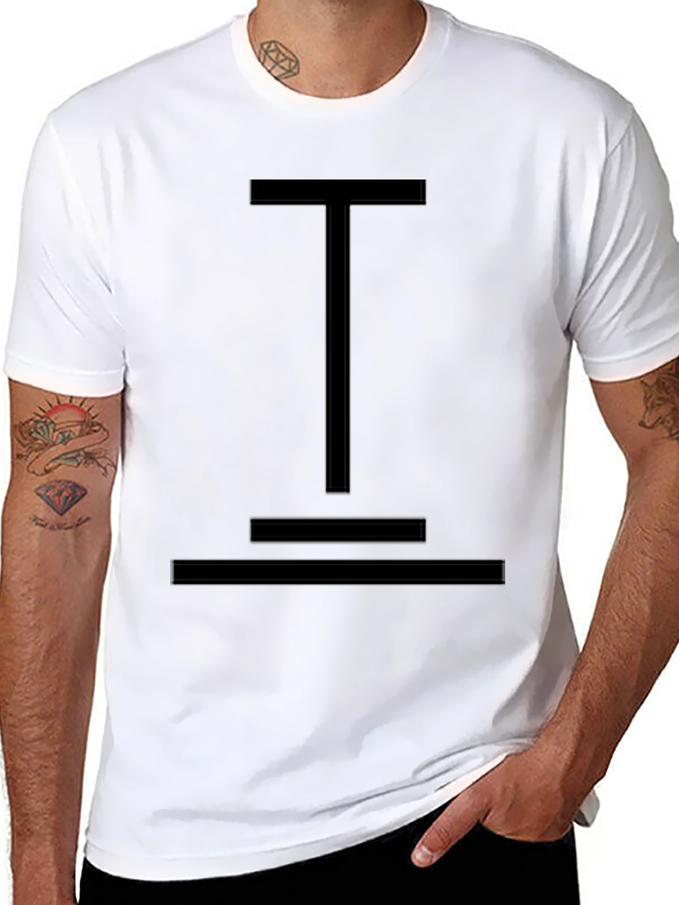 Minimalist Black T-Shirt with Geometric Design