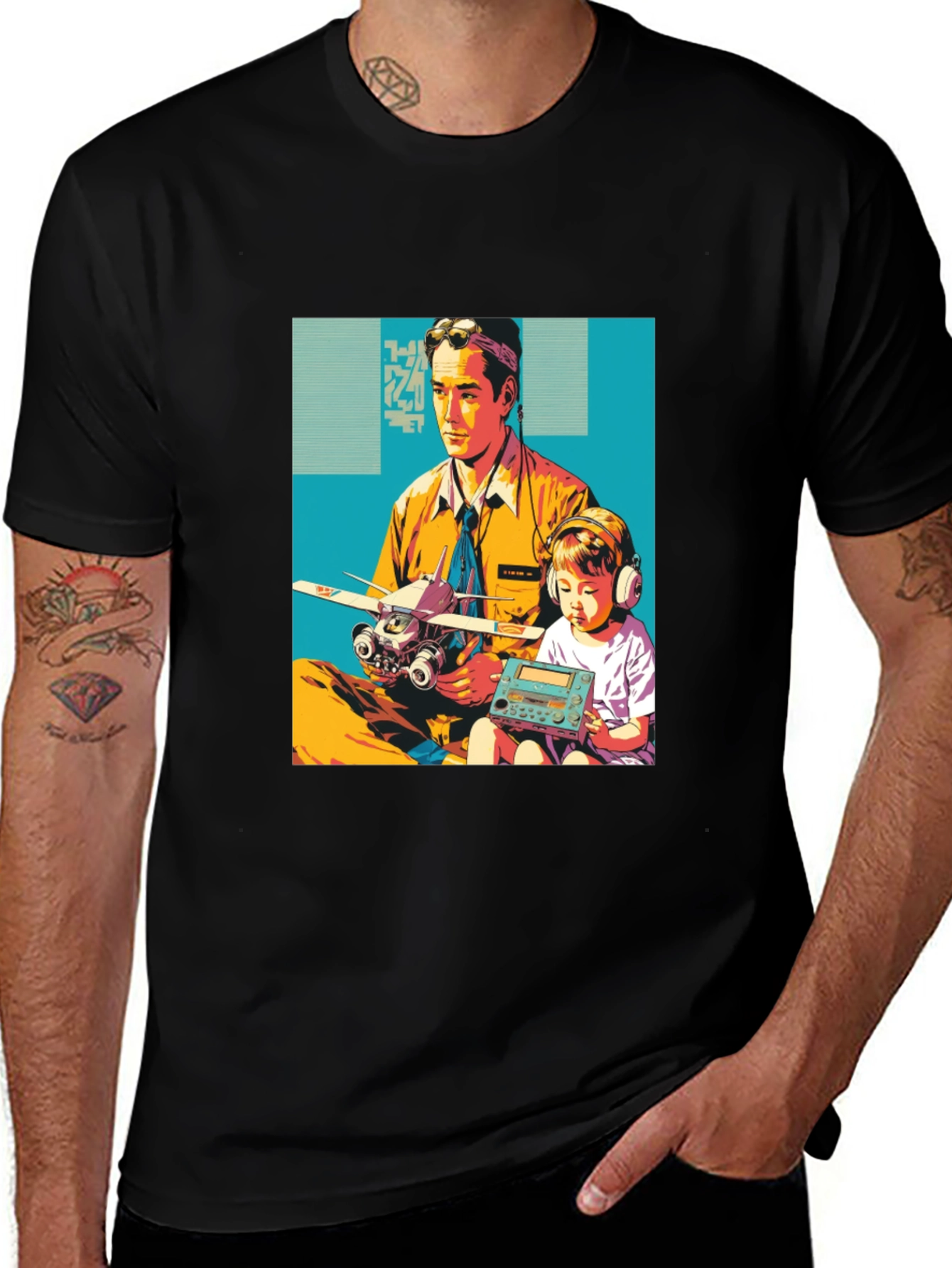 Retro Dad & Kid Graphic Tee - Fly High!