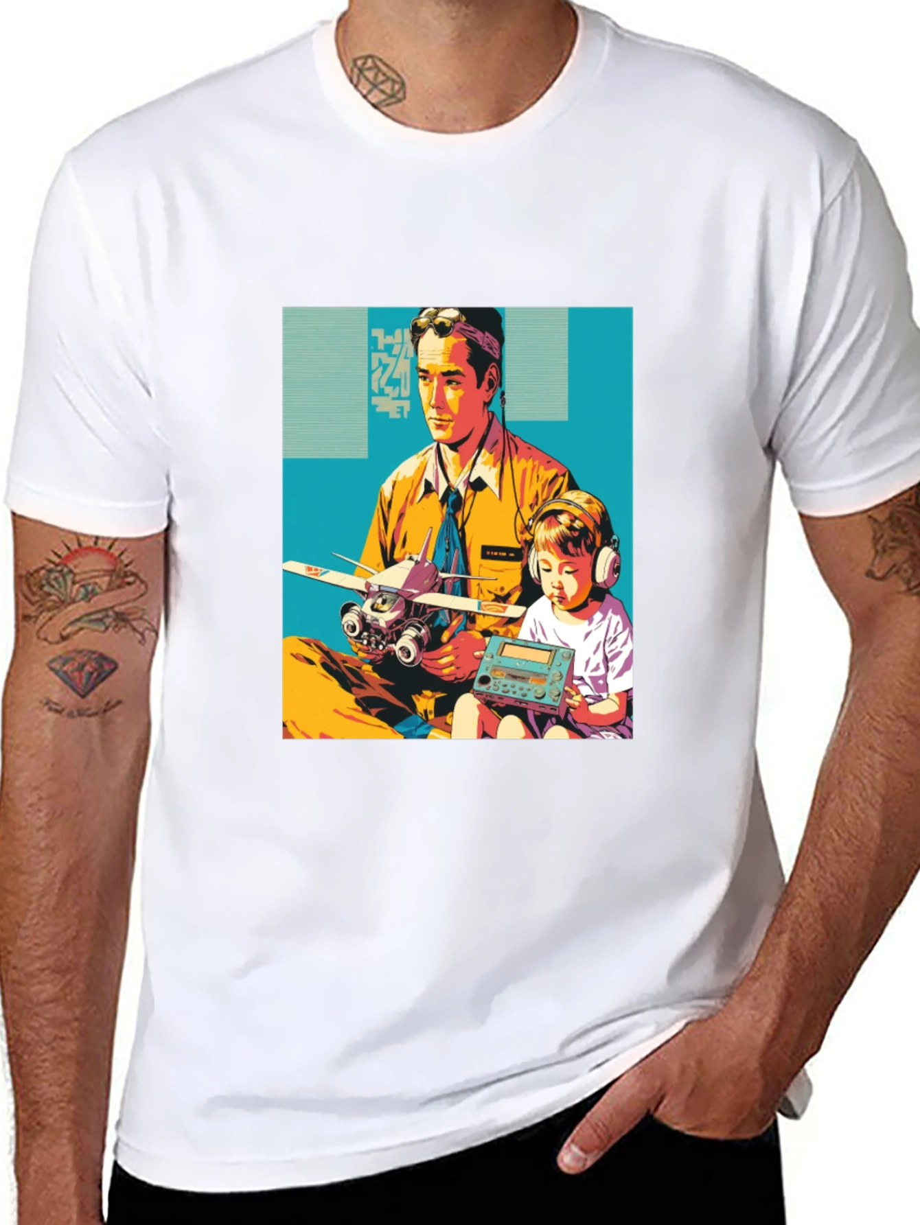 Retro Dad & Kid Graphic Tee - Fly High!
