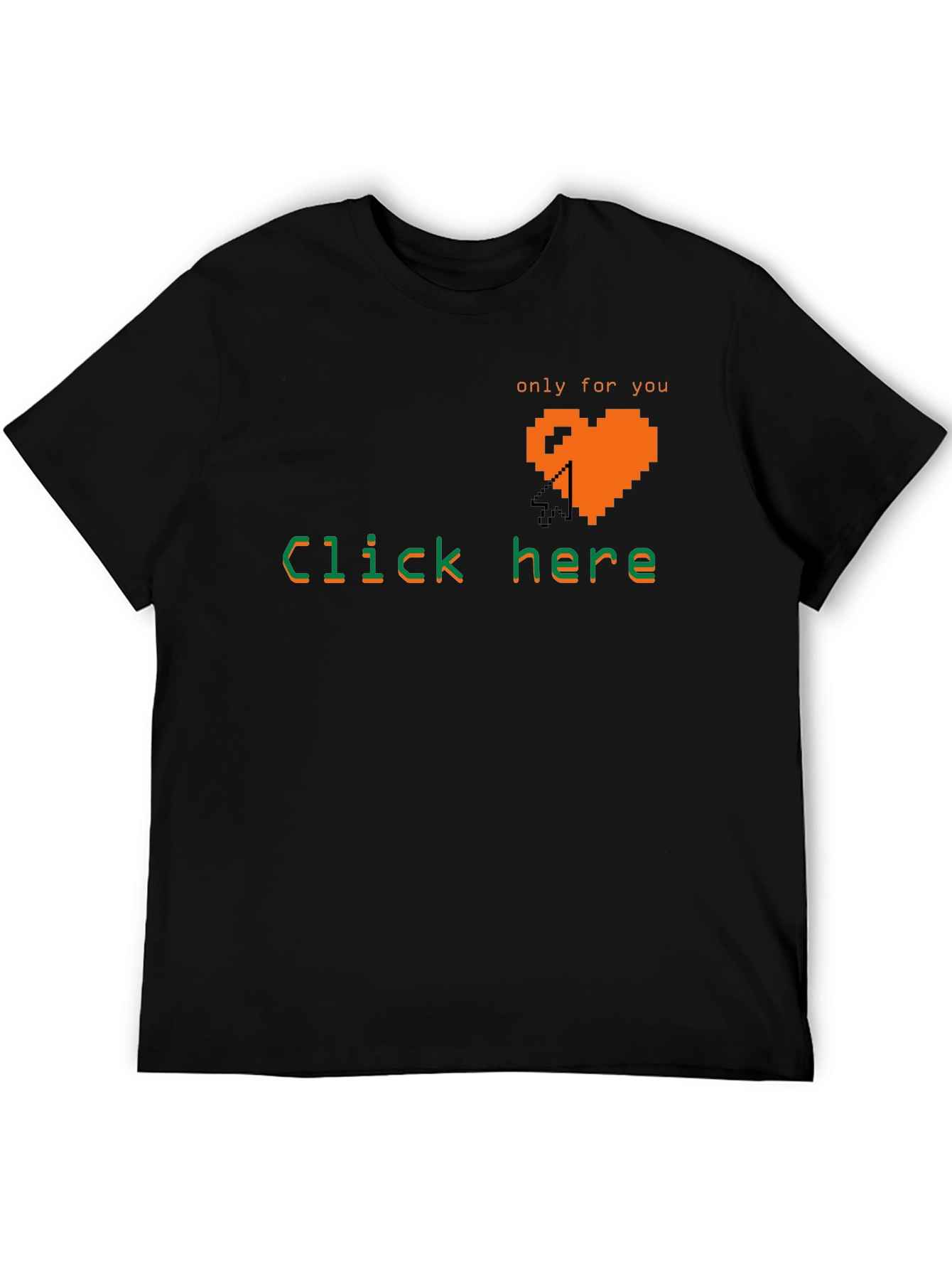 Pixel Heart Click Here Tee - Gamer Style Shirt