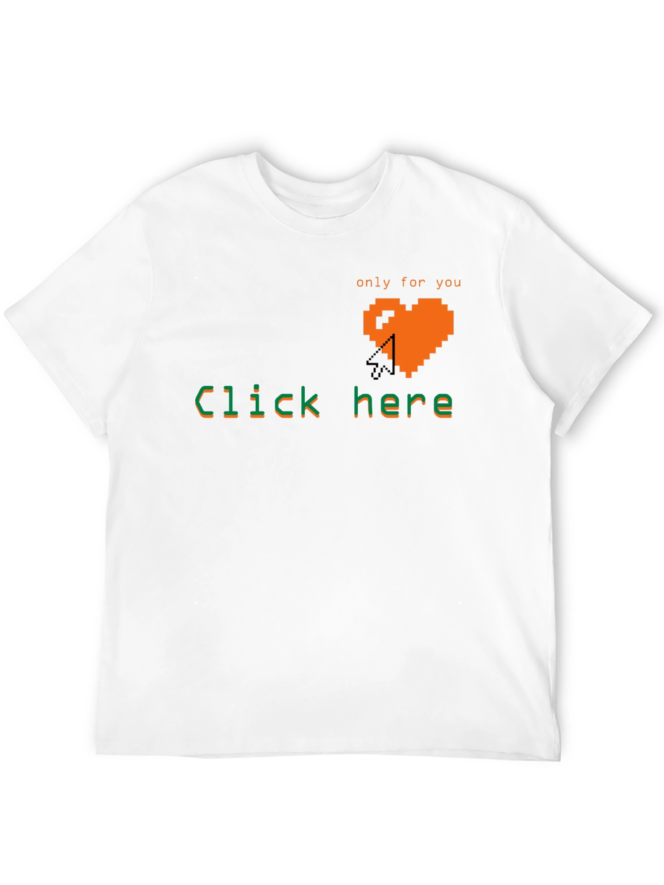 Pixel Heart Click Here Tee - Gamer Style Shirt