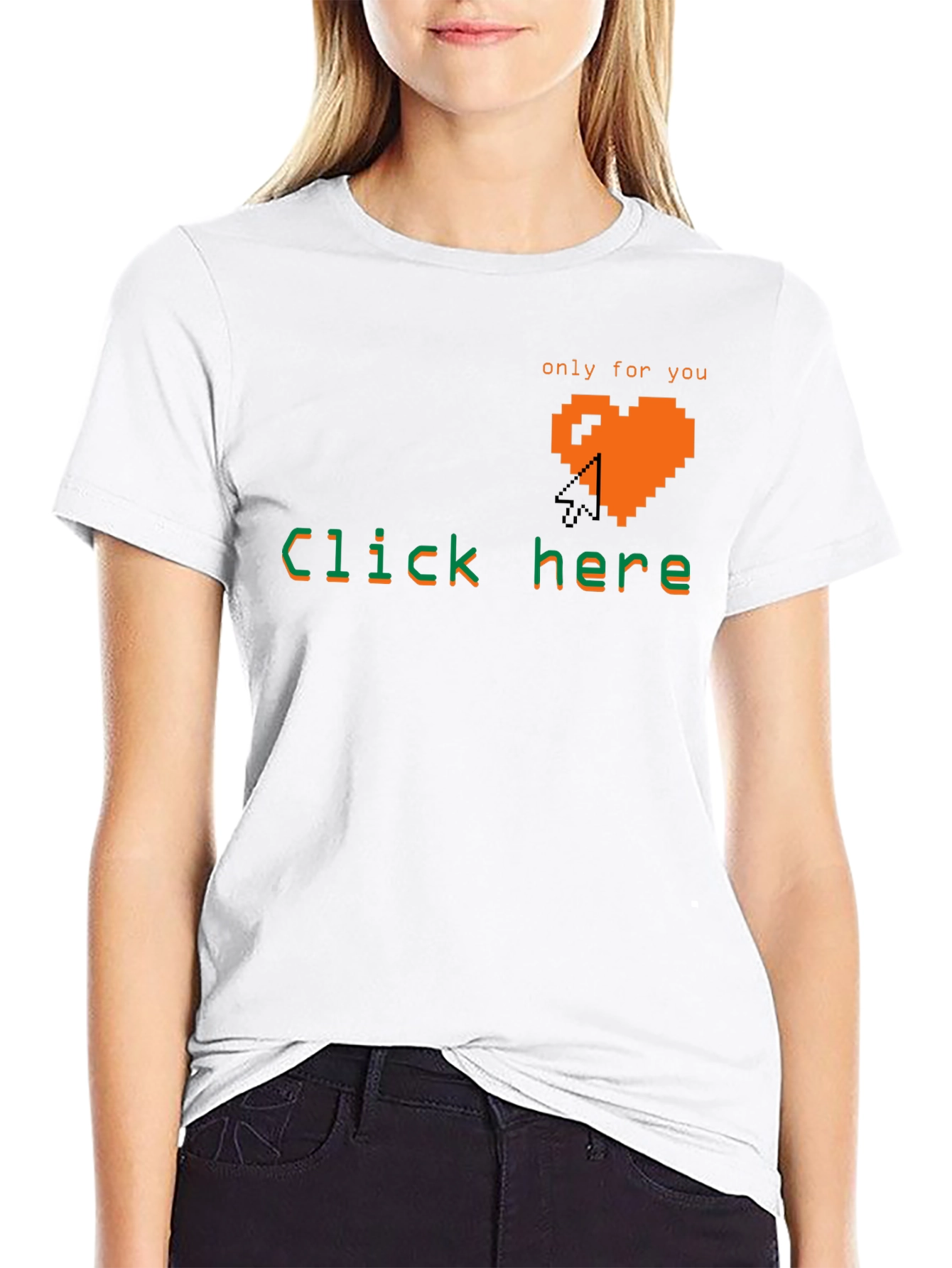 Pixel Heart Click Here Tee - Gamer Style Shirt