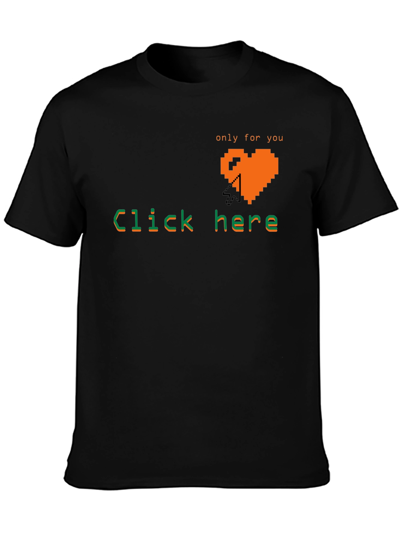 Pixel Heart Click Here Tee - Gamer Style Shirt