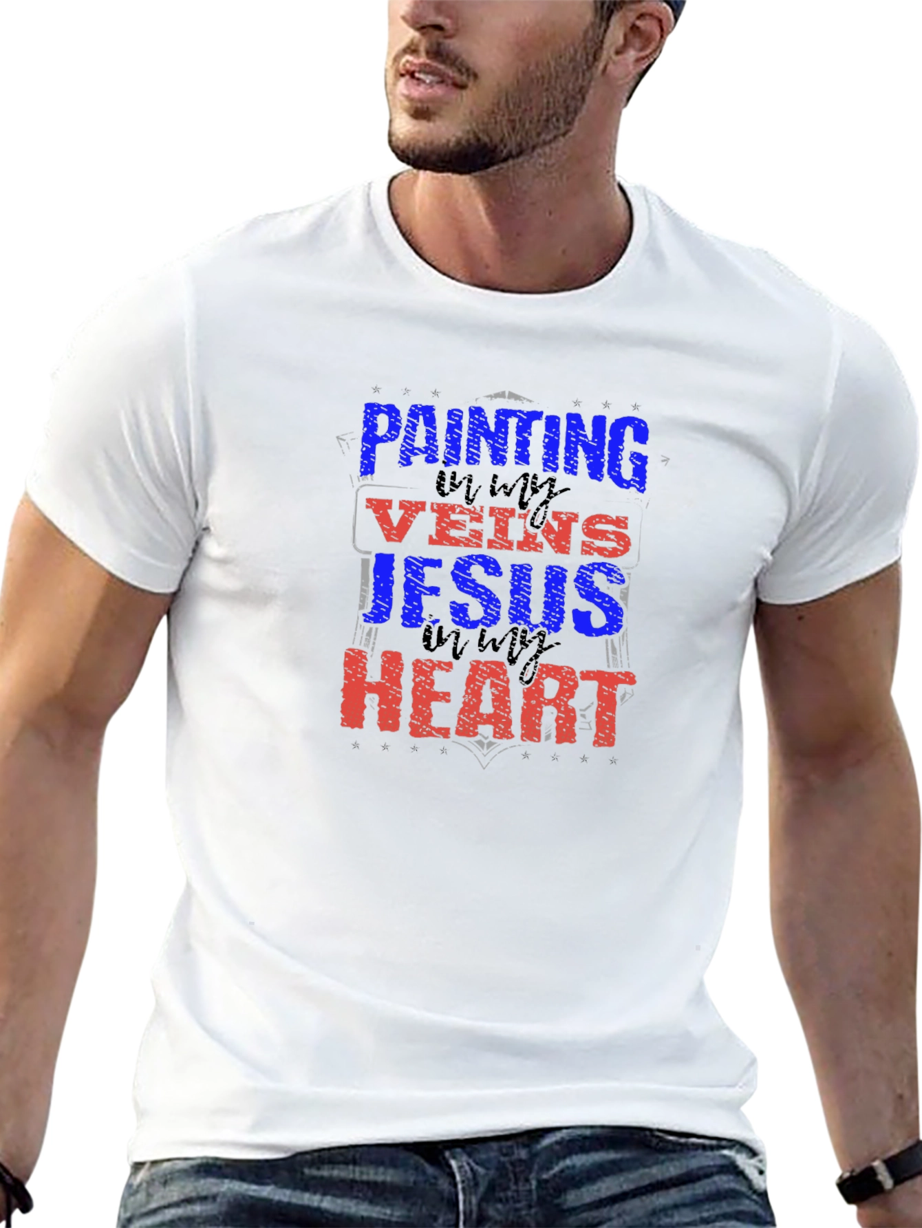 Painting Jesus in My Heart Graphic Tee - Black
