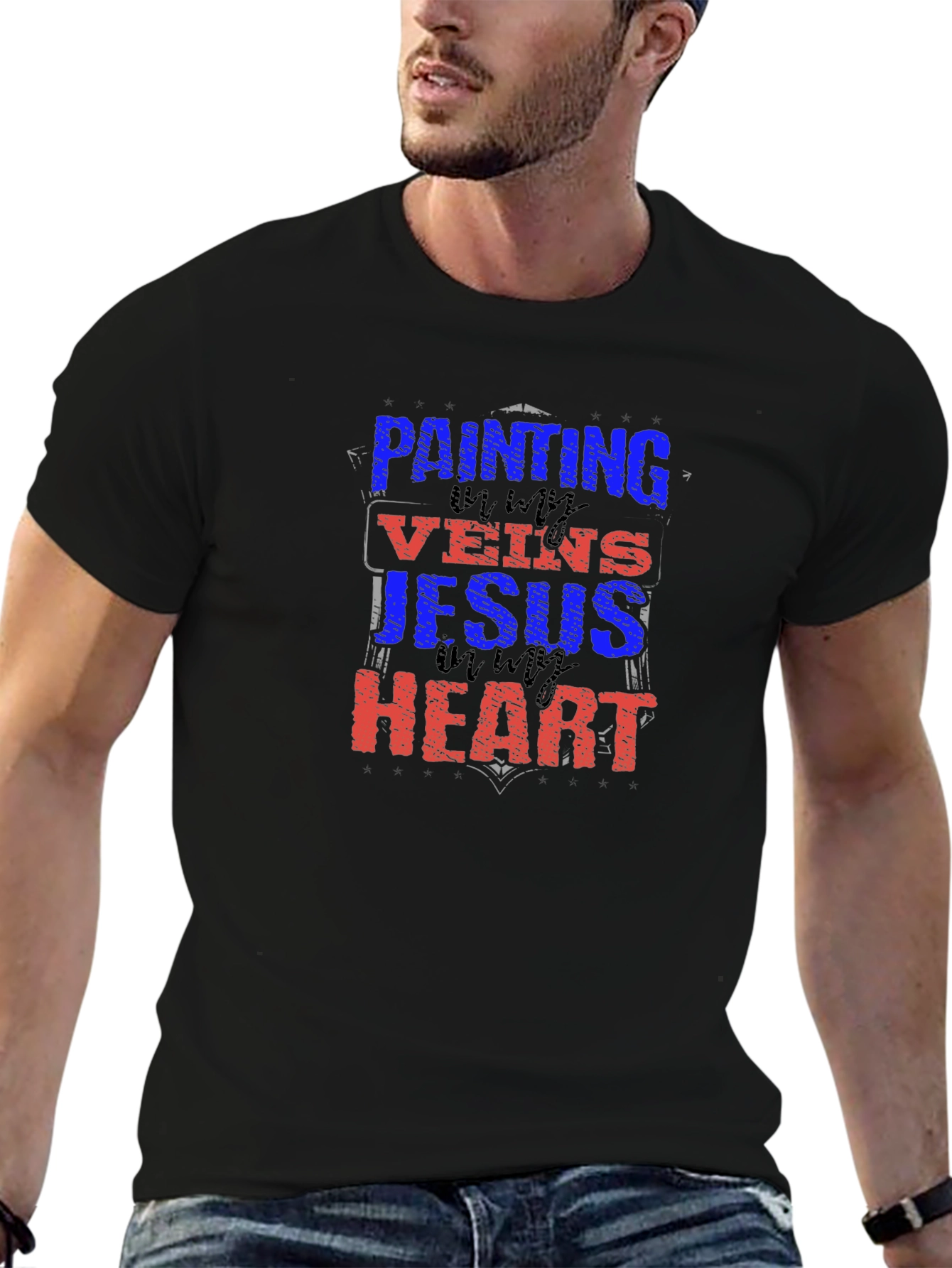 Painting Jesus in My Heart Graphic Tee - Black
