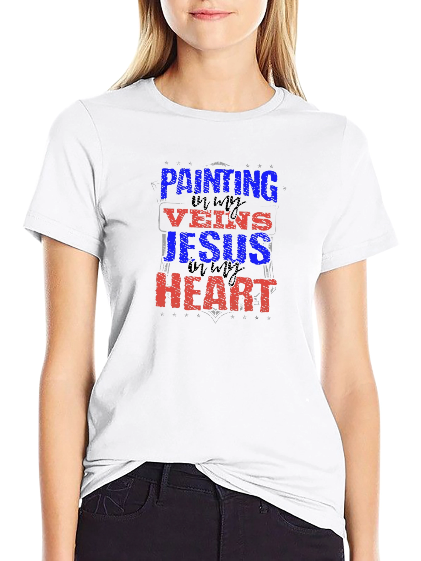 Painting Jesus in My Heart Graphic Tee - Black