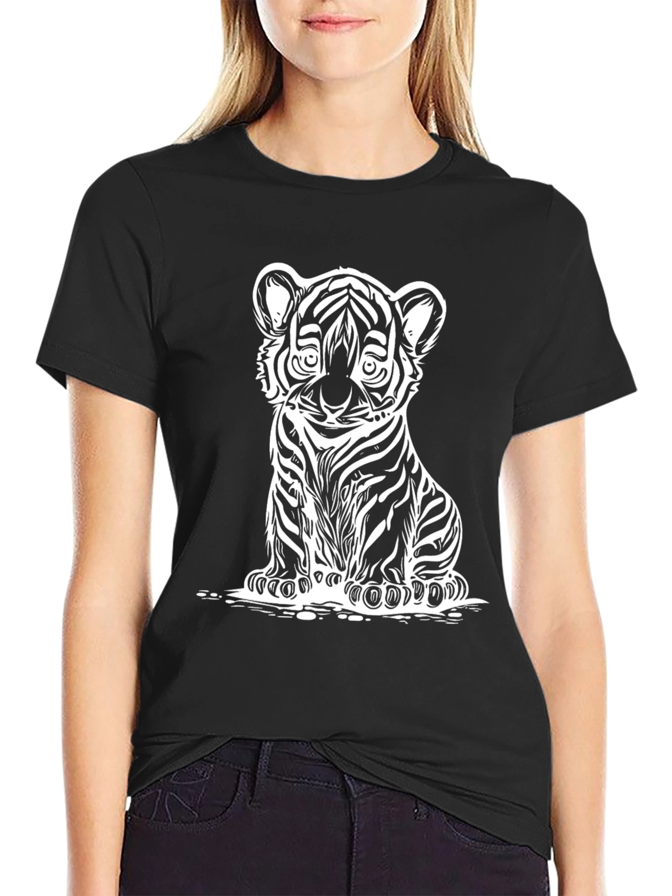 Tiger Cub Graphic T-Shirt - Black Cotton Blend