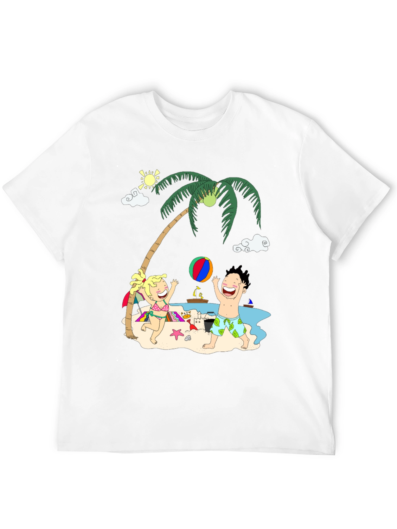 Fun Beach Cartoon Graphic Tee