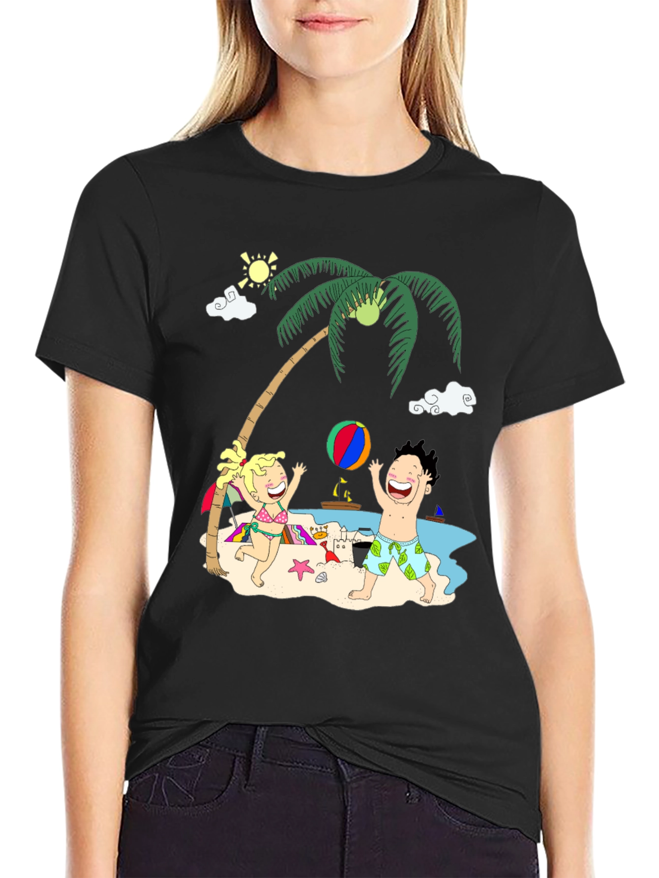 Fun Beach Cartoon Graphic Tee