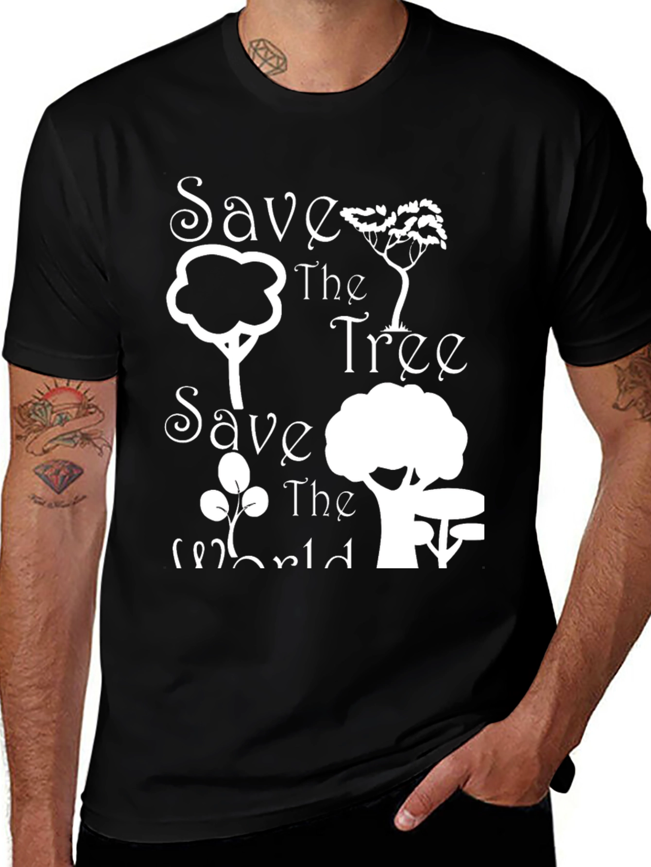 Save the Tree Save the World Black Tee