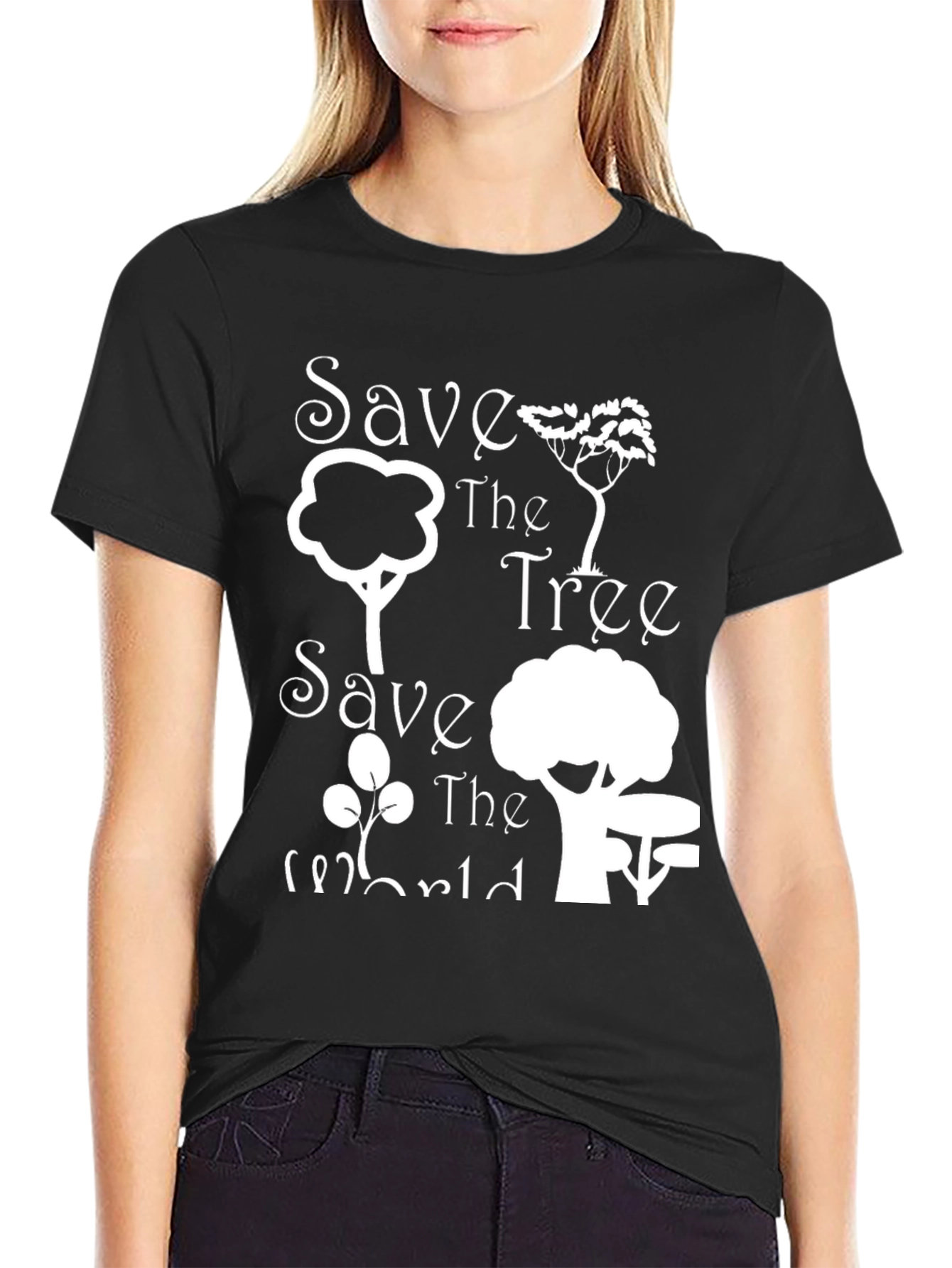 Save the Tree Save the World Black Tee