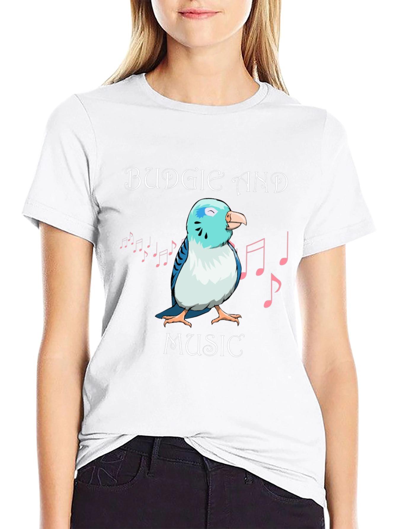 Budgie and Music Graphic T-Shirt