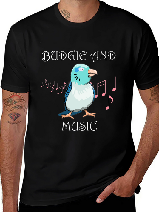 Budgie and Music Graphic T-Shirt