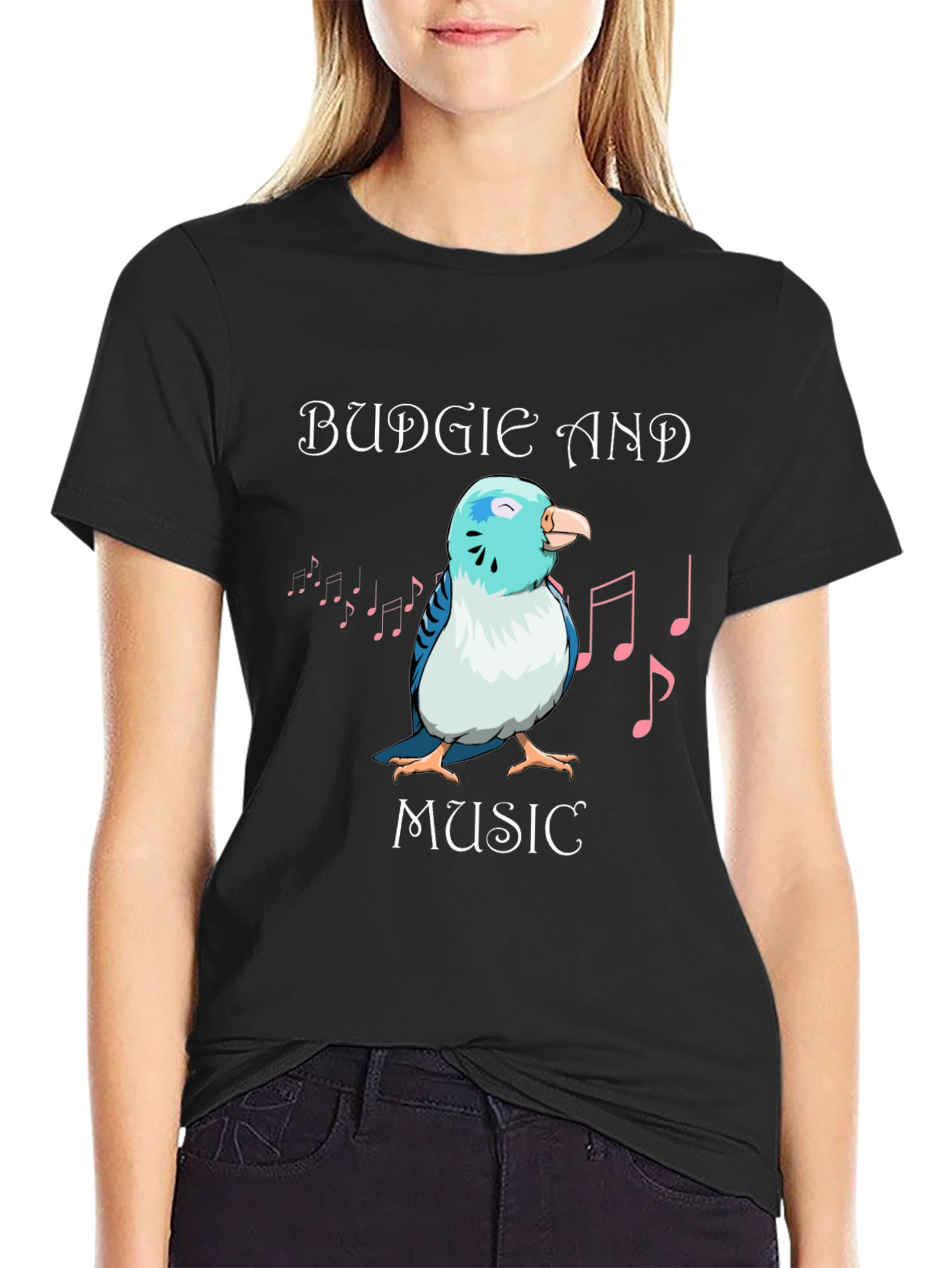 Budgie and Music Graphic T-Shirt