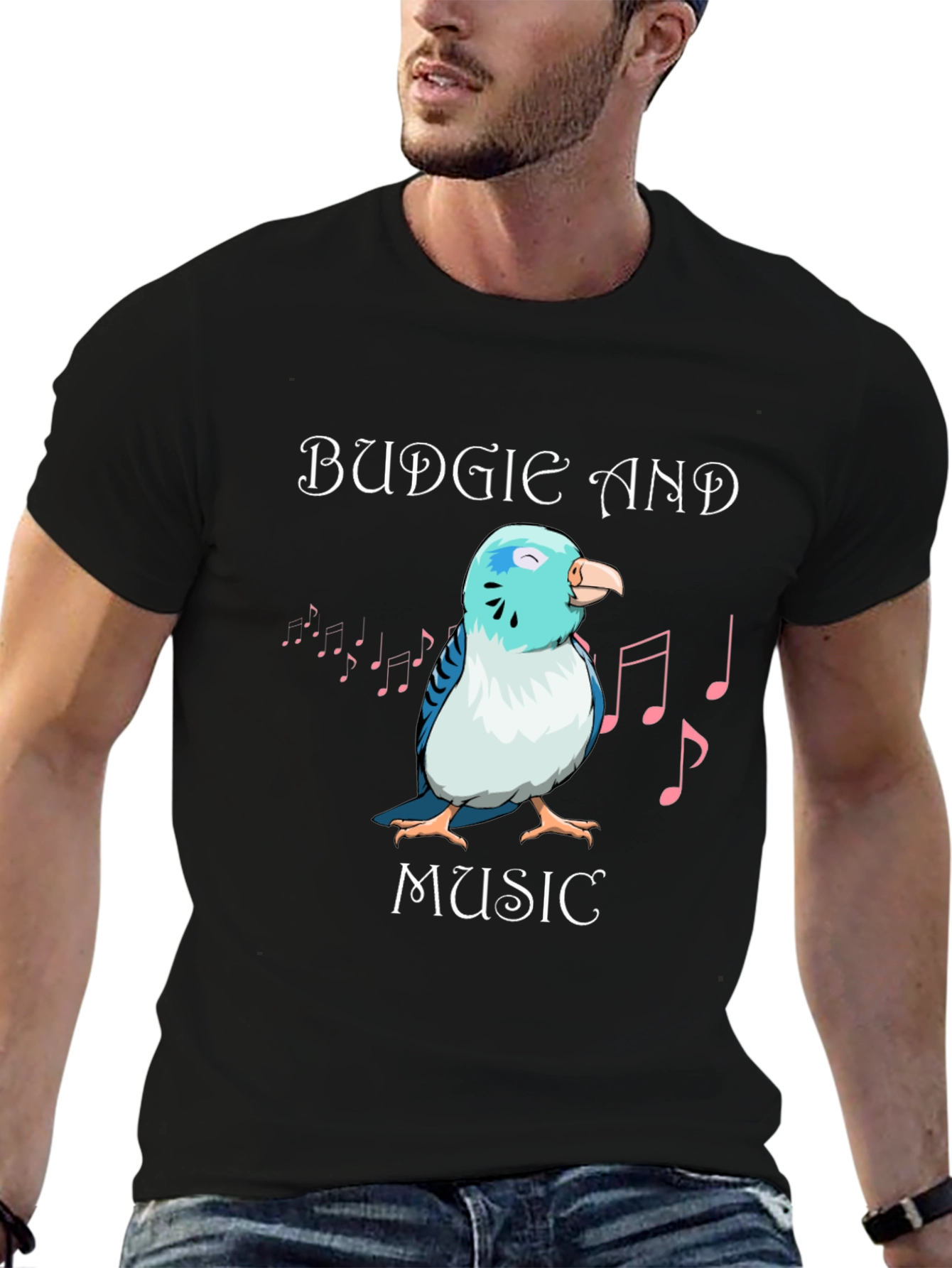 Budgie and Music Graphic T-Shirt