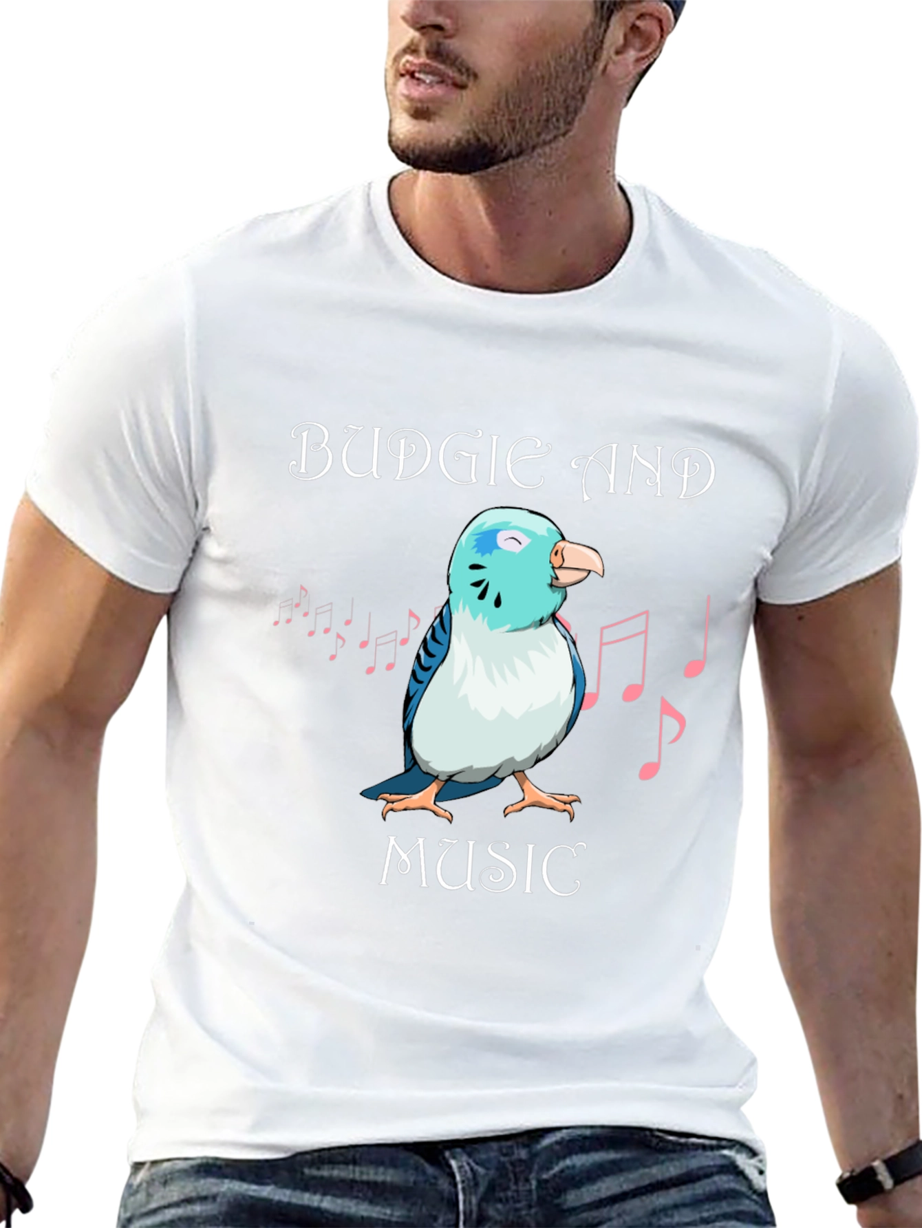 Budgie and Music Graphic T-Shirt