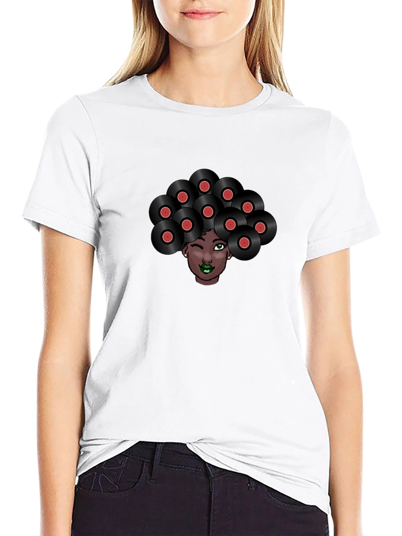 Vinyl Hair Graphic Tee - Unique Music Lover T-Shirt