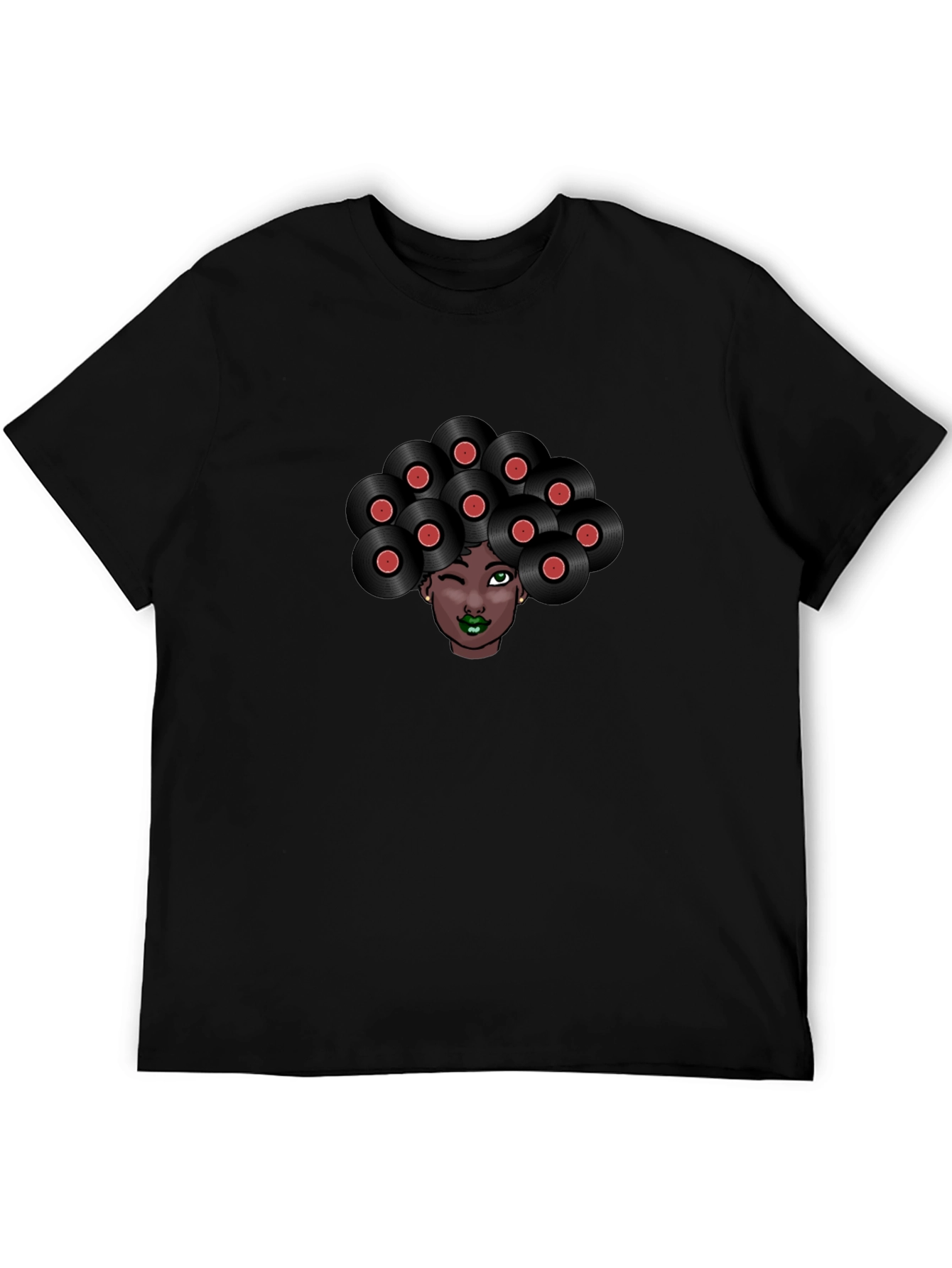 Vinyl Hair Graphic Tee - Unique Music Lover T-Shirt