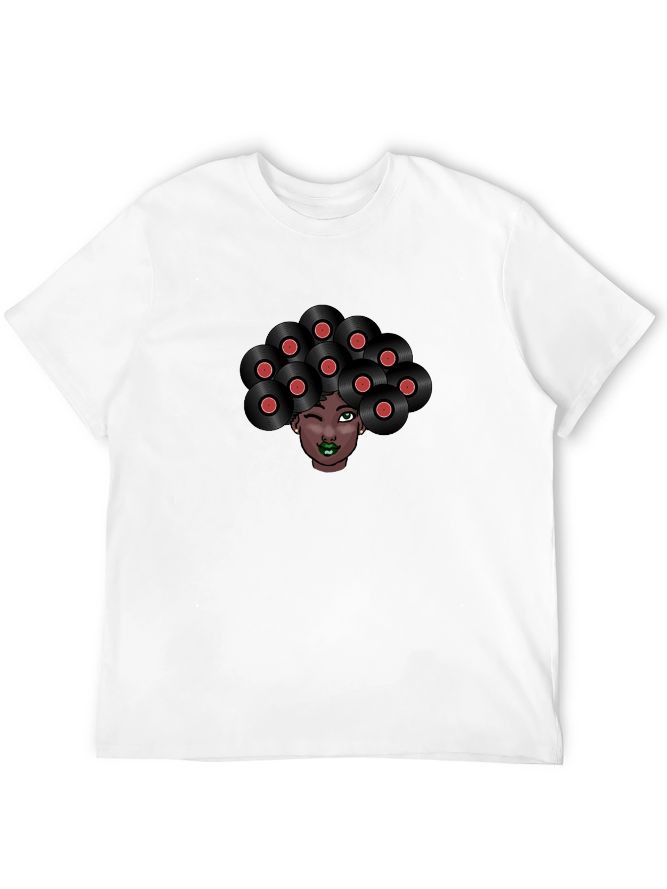 Vinyl Hair Graphic Tee - Unique Music Lover T-Shirt