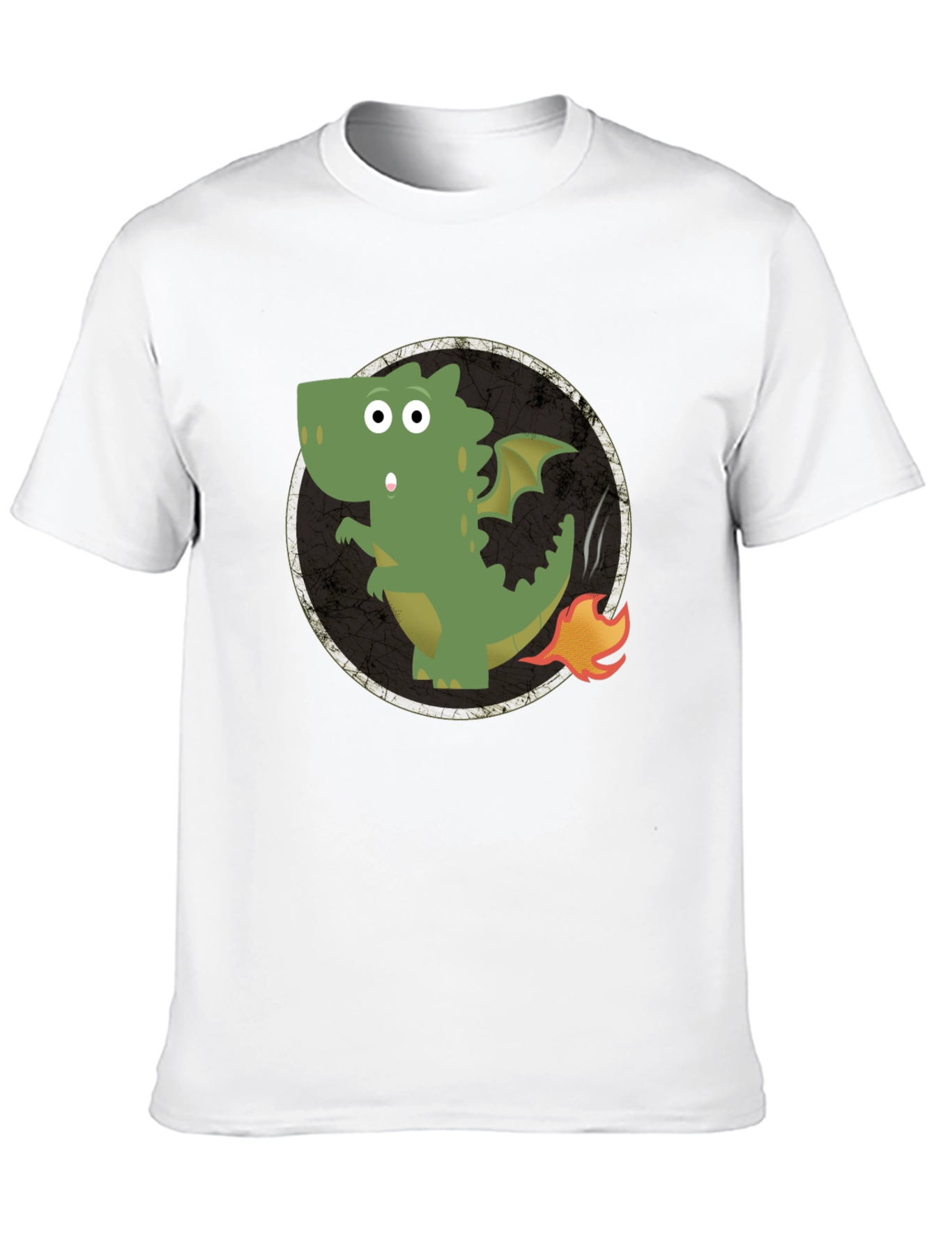 Dragon Fire Tail Graphic Tee - Black Cotton T-Shirt