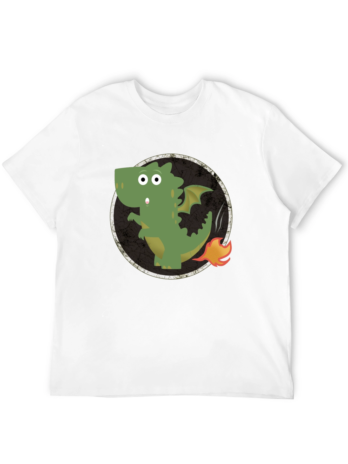 Dragon Fire Tail Graphic Tee - Black Cotton T-Shirt