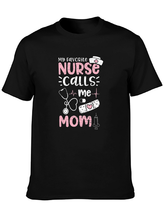 Nurse Mom Graphic T-Shirt - Black Cotton