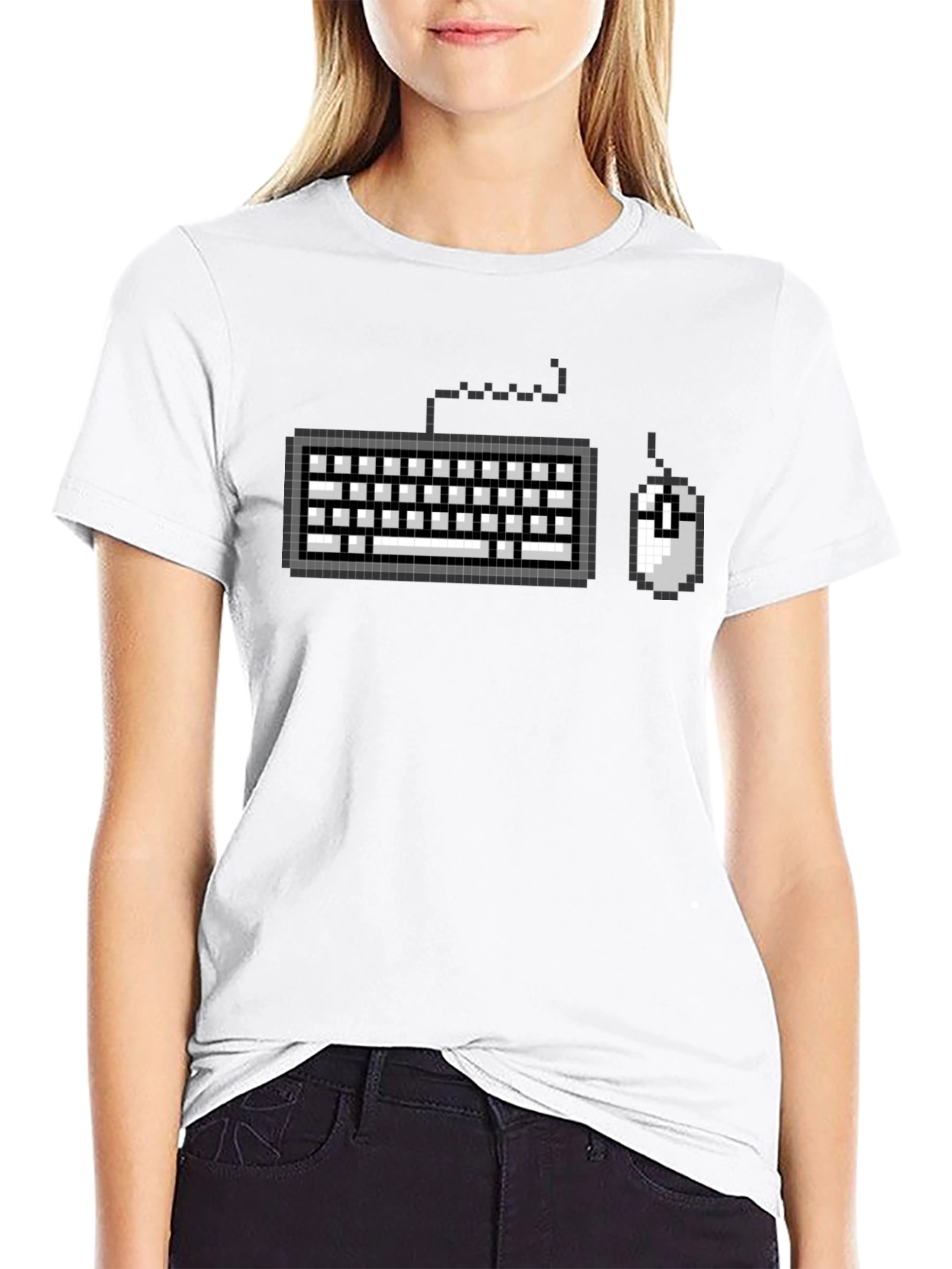 Pixel Keyboard Mouse Gamer Black T-Shirt