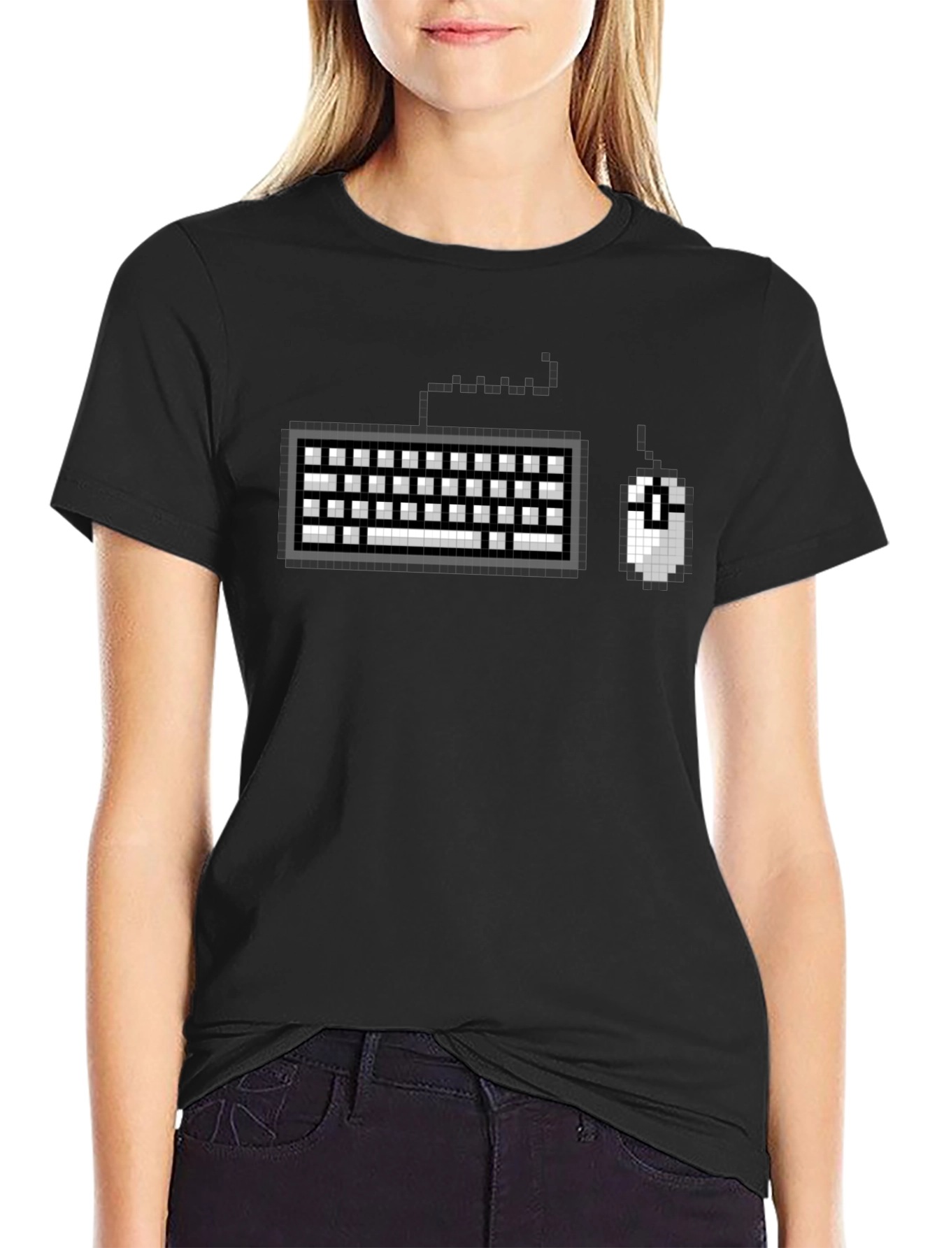 Pixel Keyboard Mouse Gamer Black T-Shirt