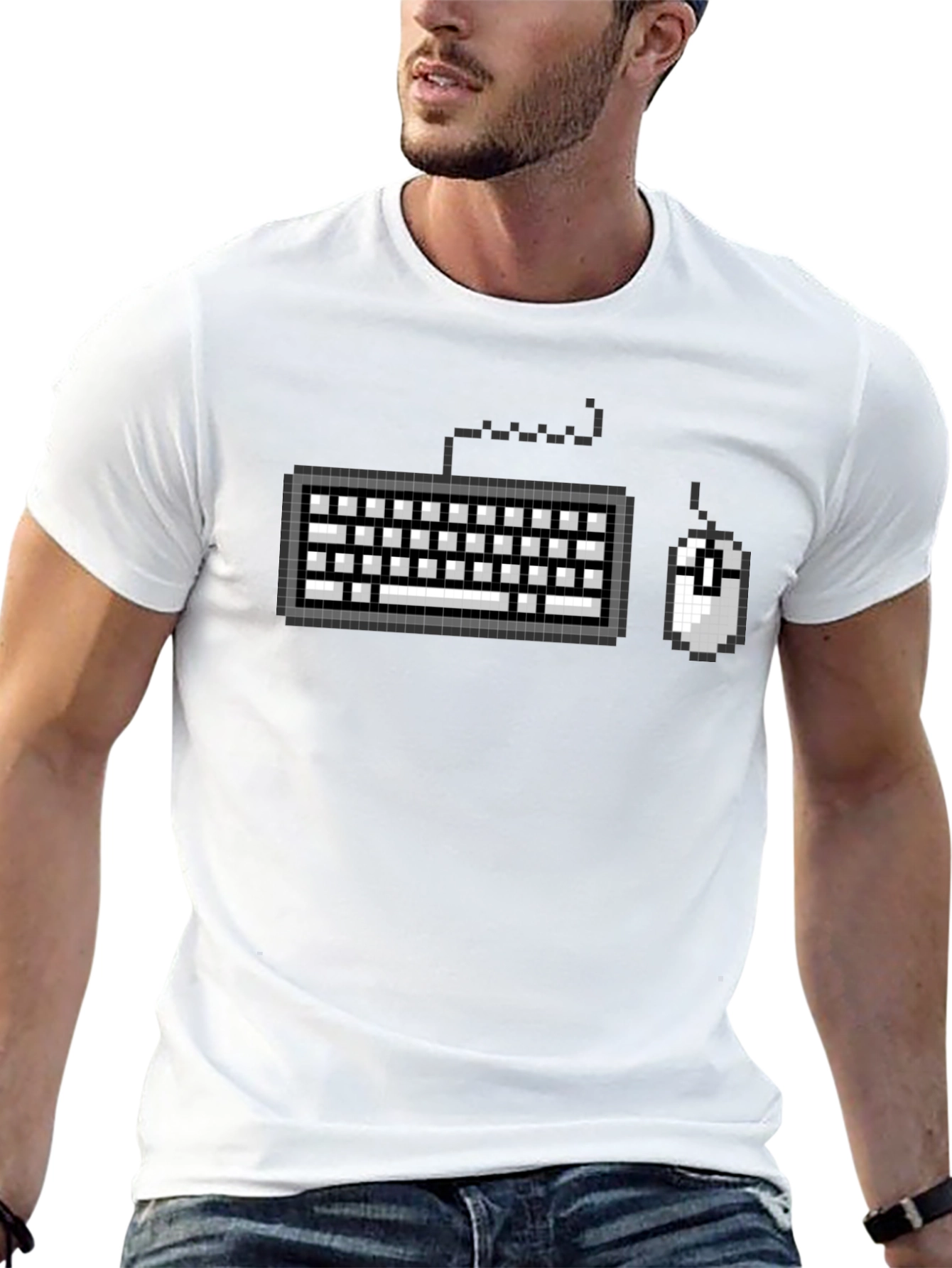 Pixel Keyboard Mouse Gamer Black T-Shirt