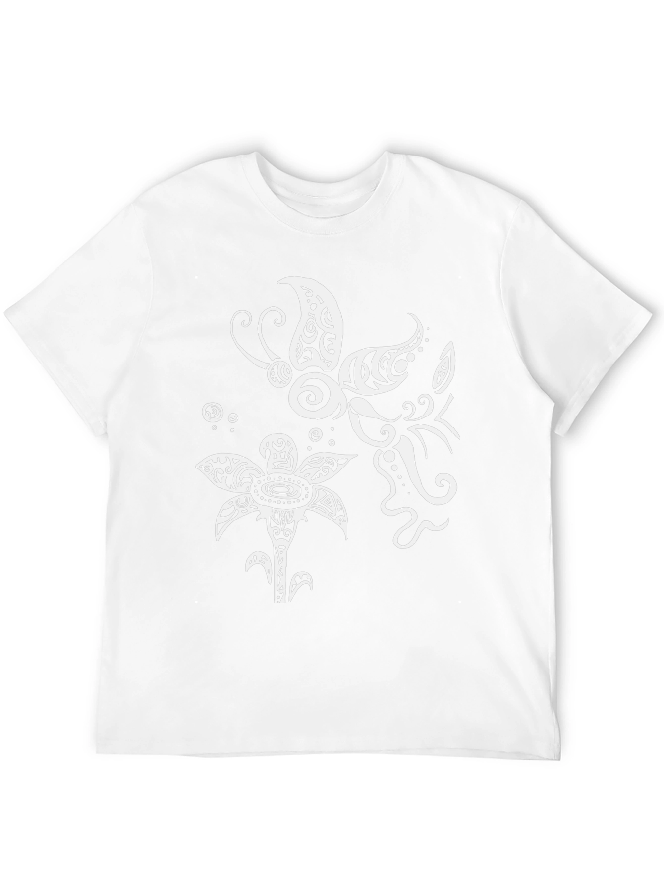 Tribal Butterfly & Floral Graphic T-Shirt - Black