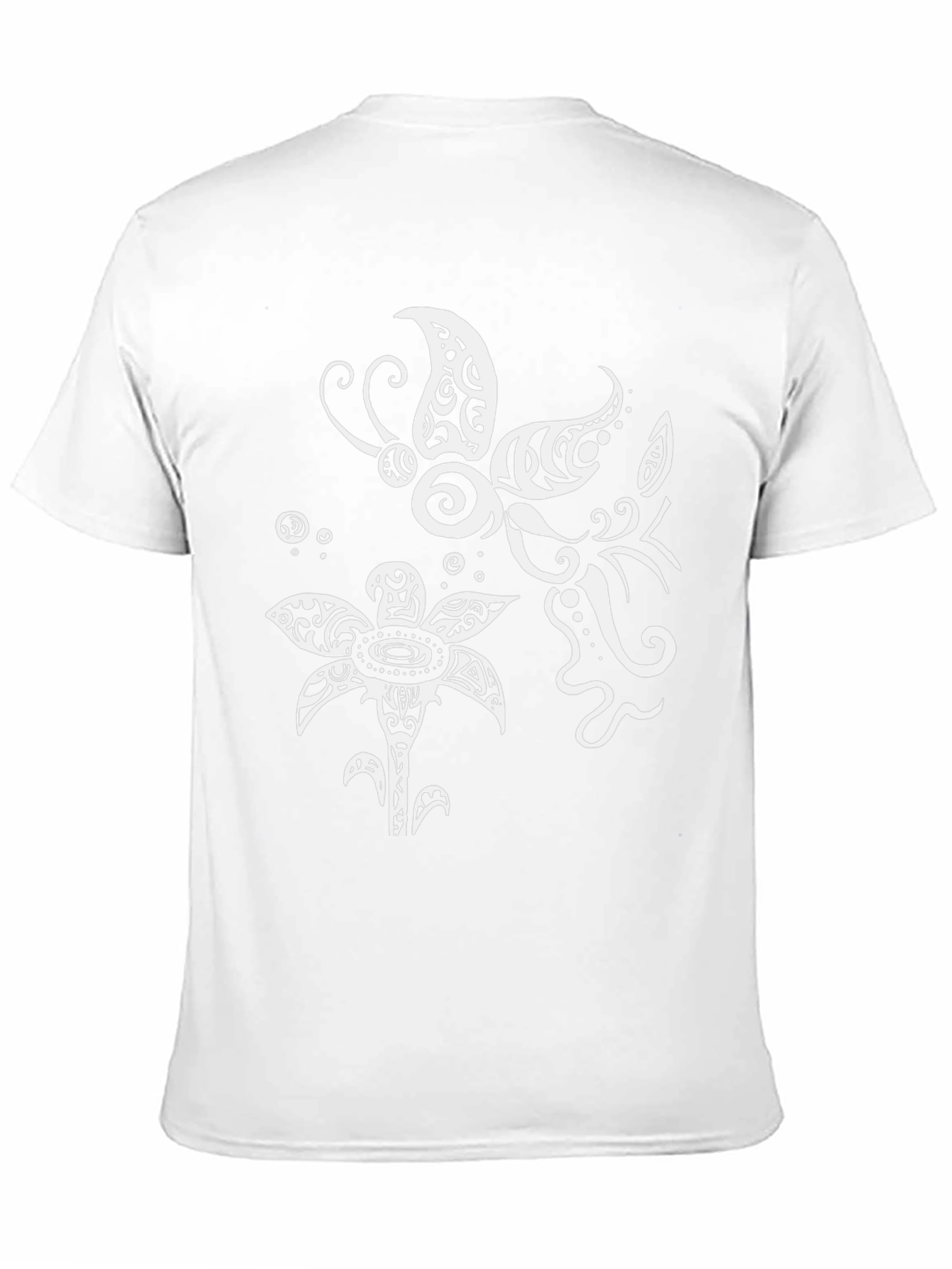 Tribal Butterfly & Floral Graphic T-Shirt - Black