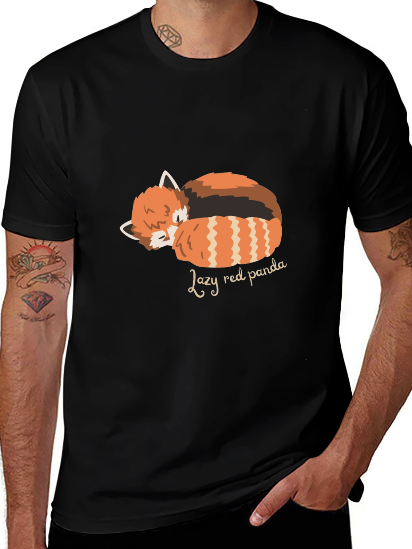 Lazy Red Panda Graphic Tee - Black T-Shirt