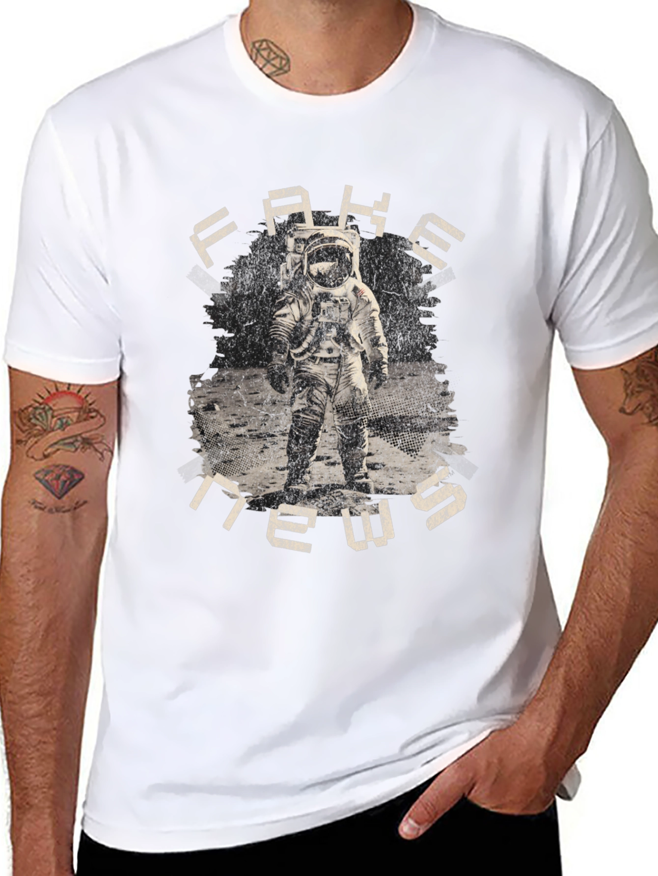 Fake News Astronaut Graphic T-Shirt