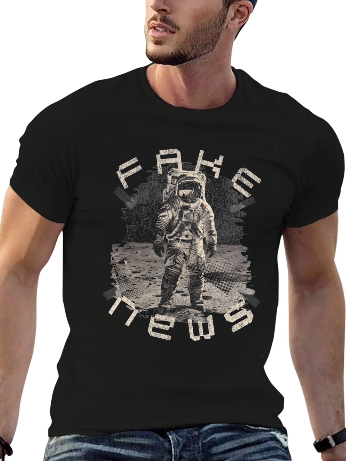 Fake News Astronaut Graphic T-Shirt