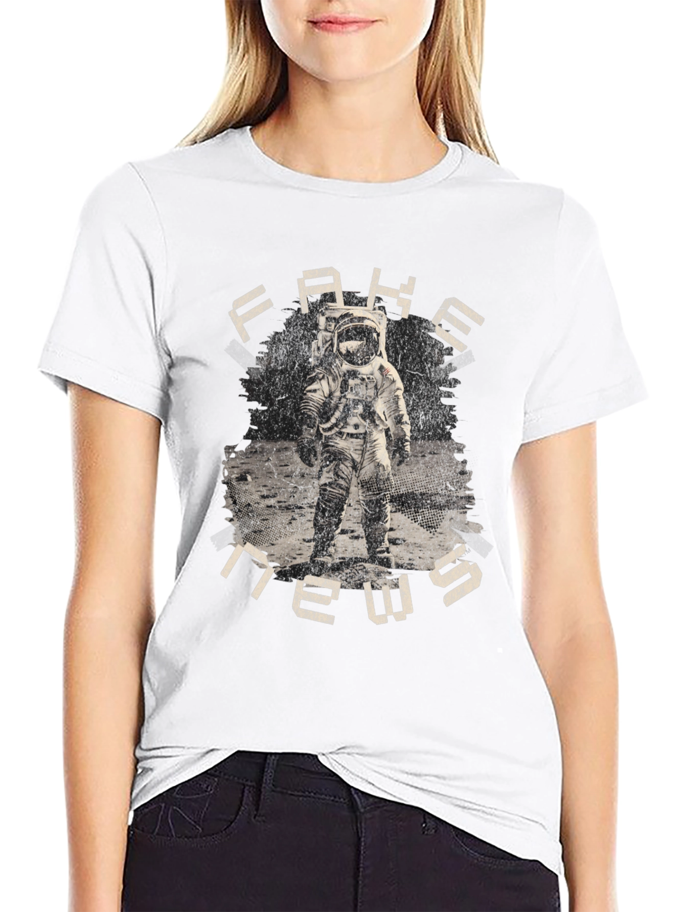 Fake News Astronaut Graphic T-Shirt