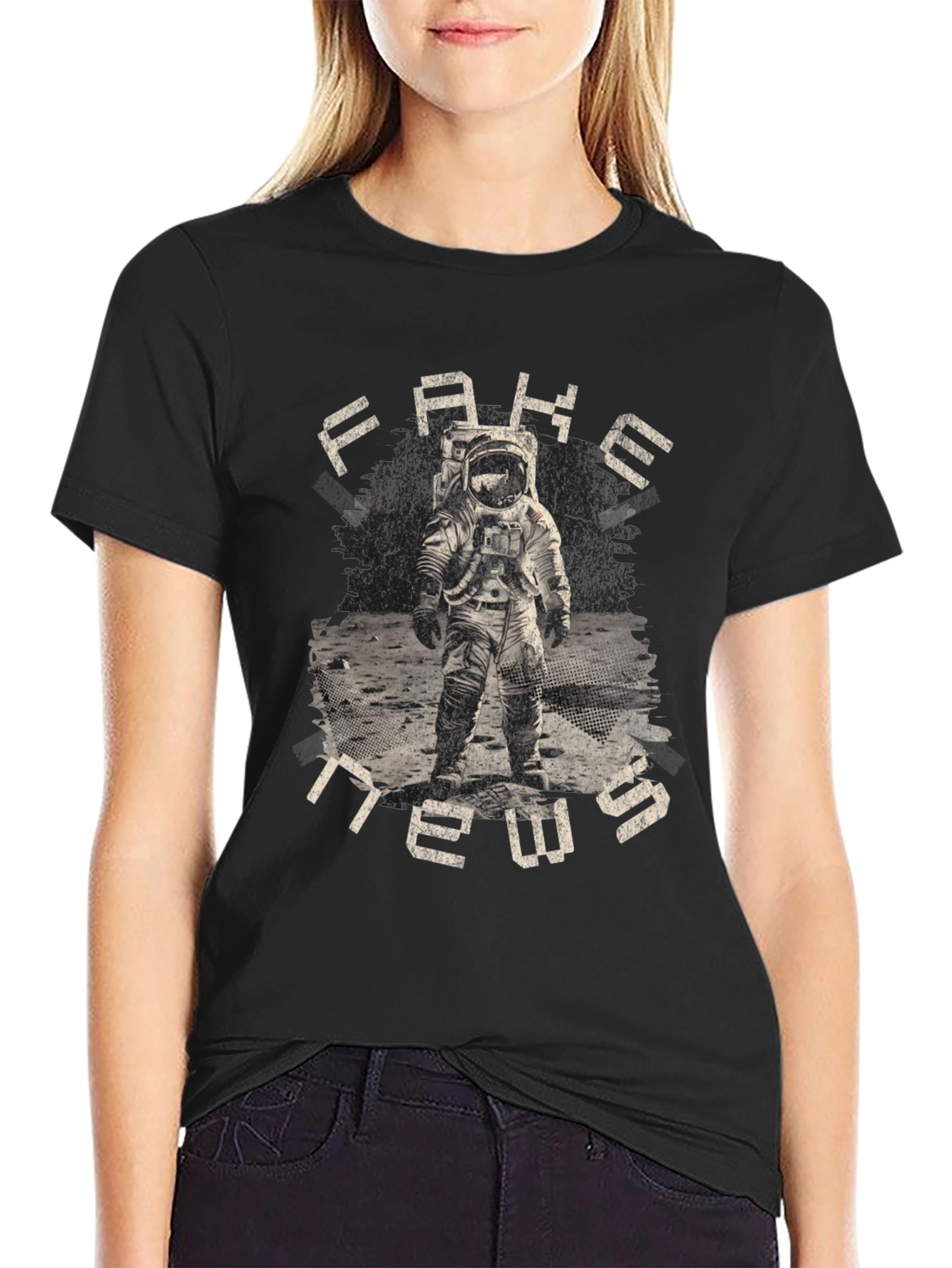 Fake News Astronaut Graphic T-Shirt