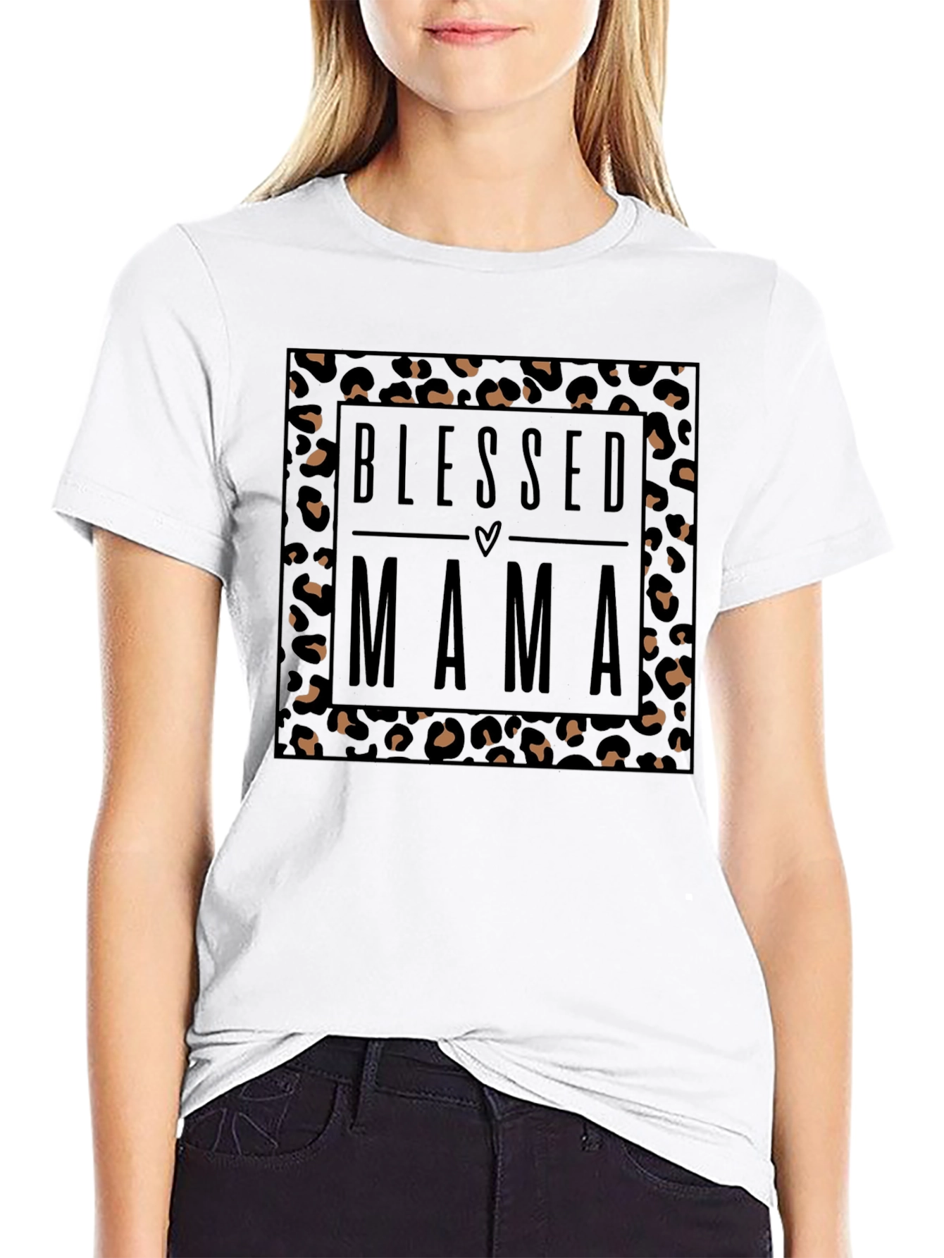 Blessed Mama Leopard Print T-Shirt