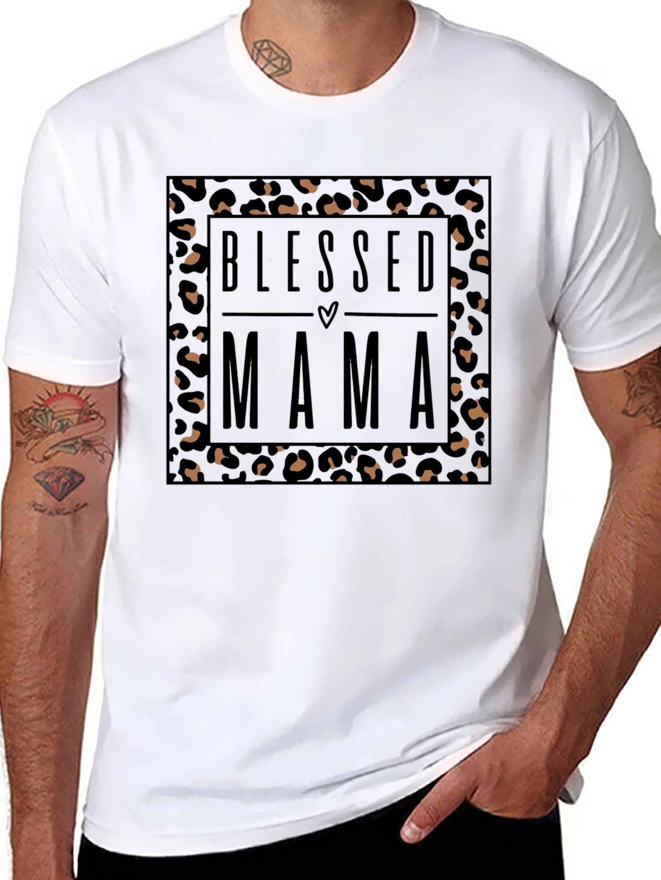 Blessed Mama Leopard Print T-Shirt