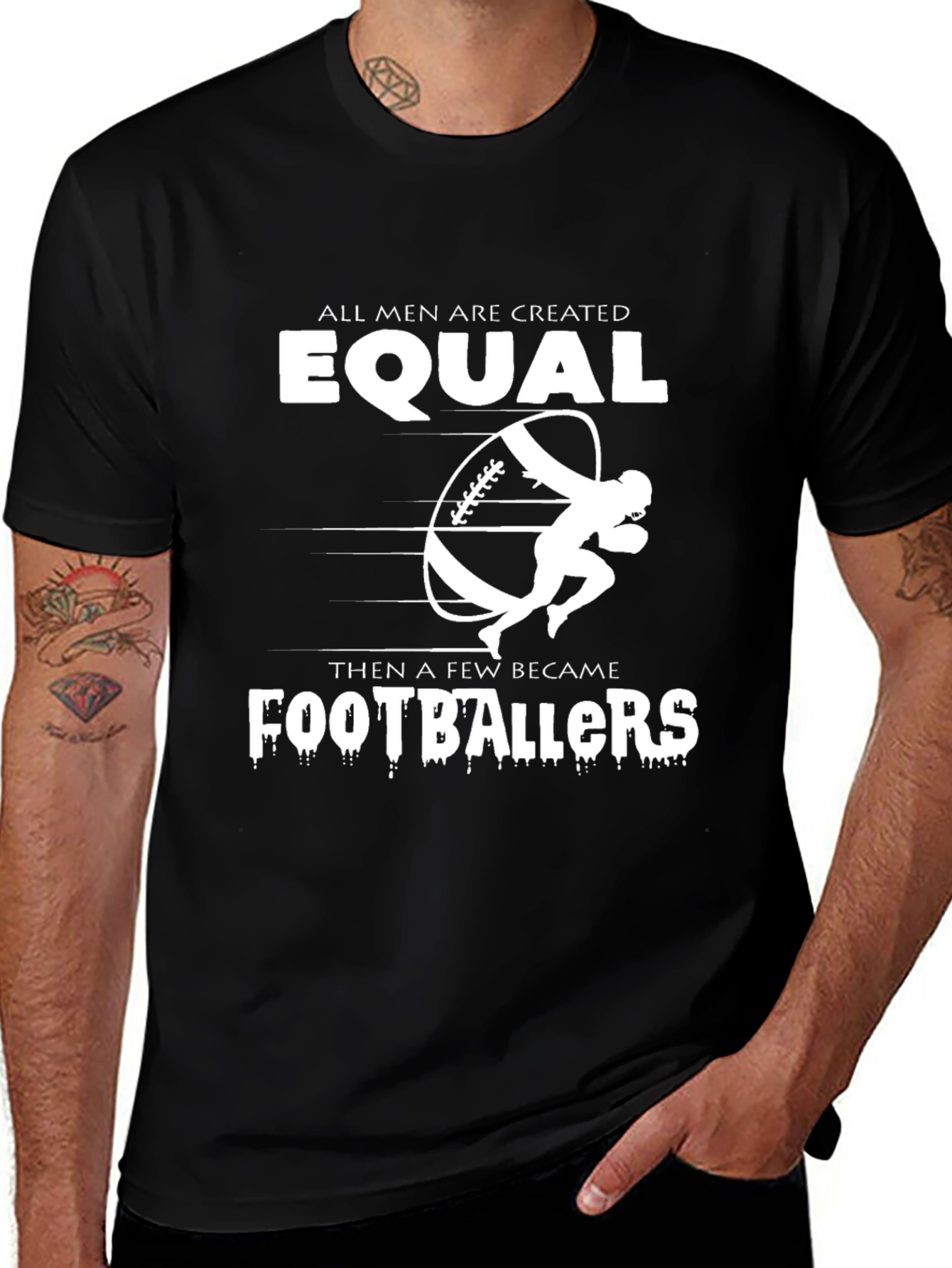 Equal Footballers Graphic Tee - Black Cotton T-Shirt