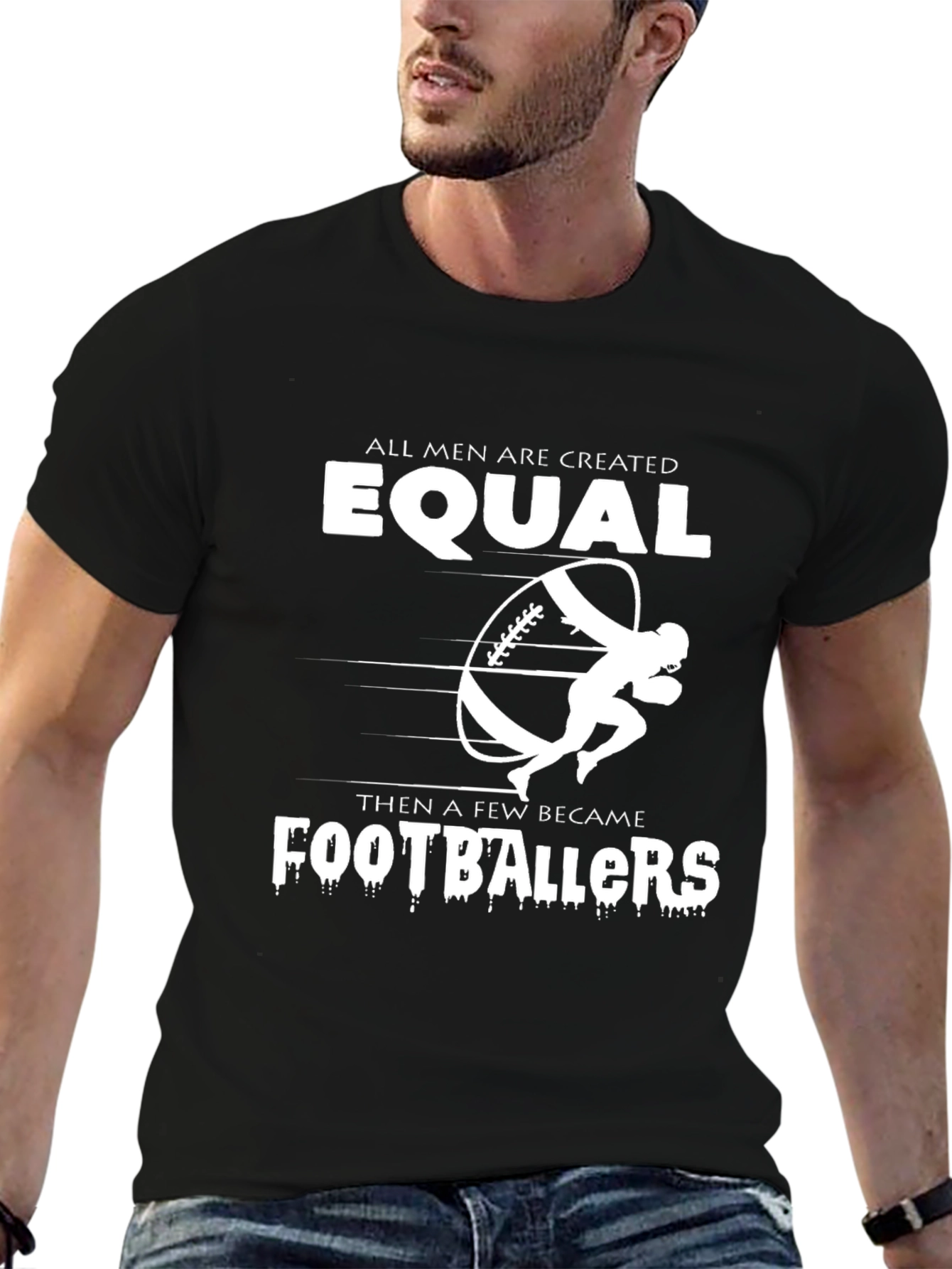 Equal Footballers Graphic Tee - Black Cotton T-Shirt
