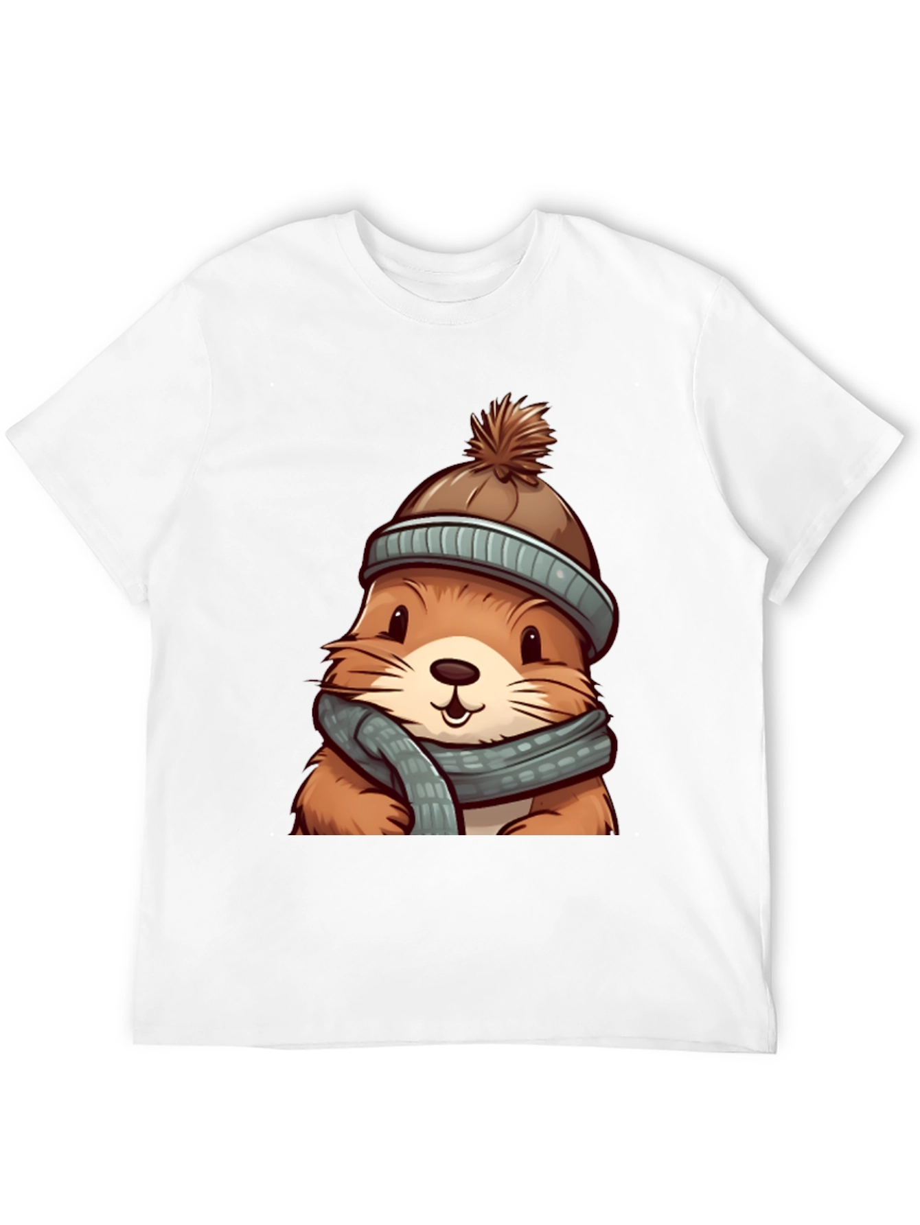 Cute Otter in Winter Gear Graphic Tee