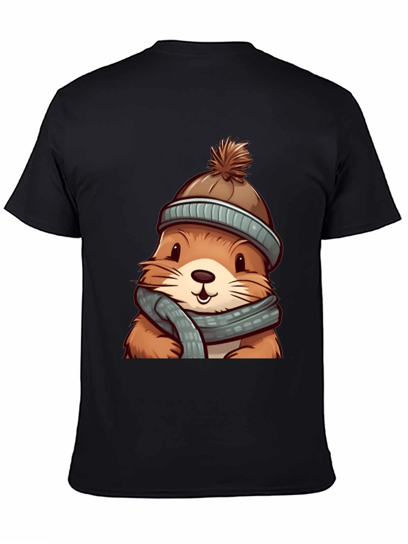 Cute Otter in Winter Gear Graphic Tee