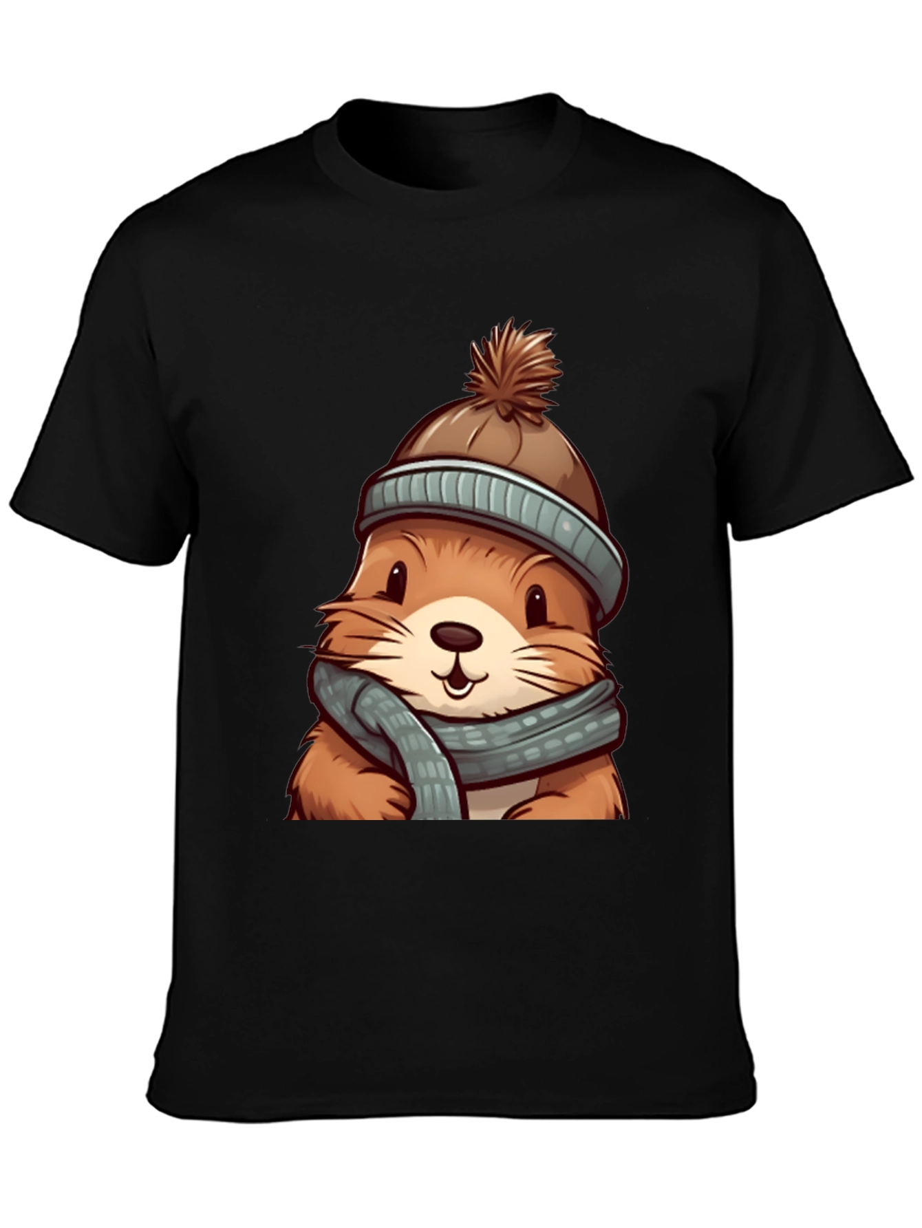 Cute Otter in Winter Gear Graphic Tee