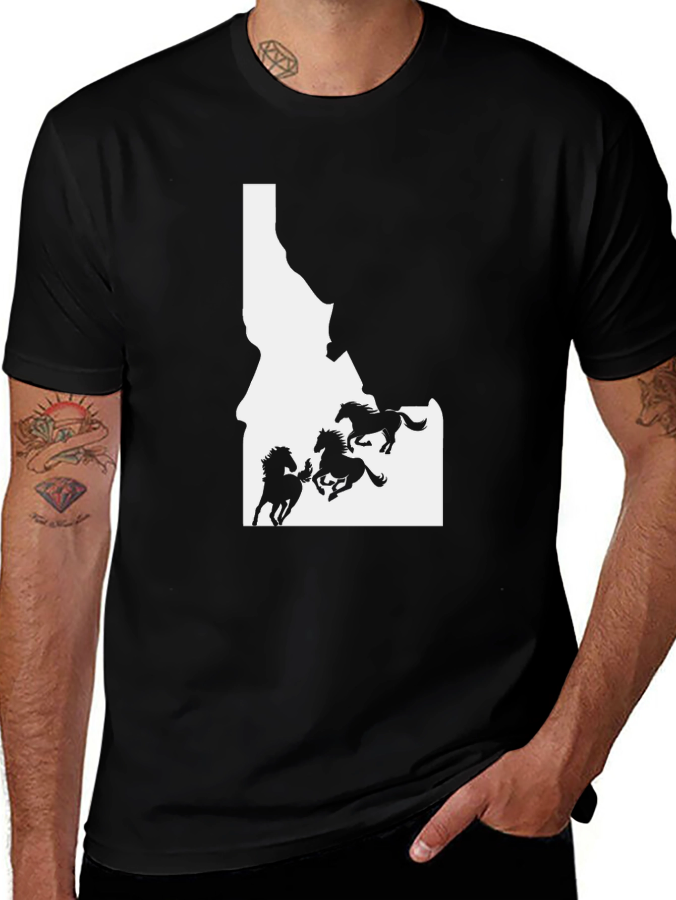 Idaho Horses Black T-Shirt