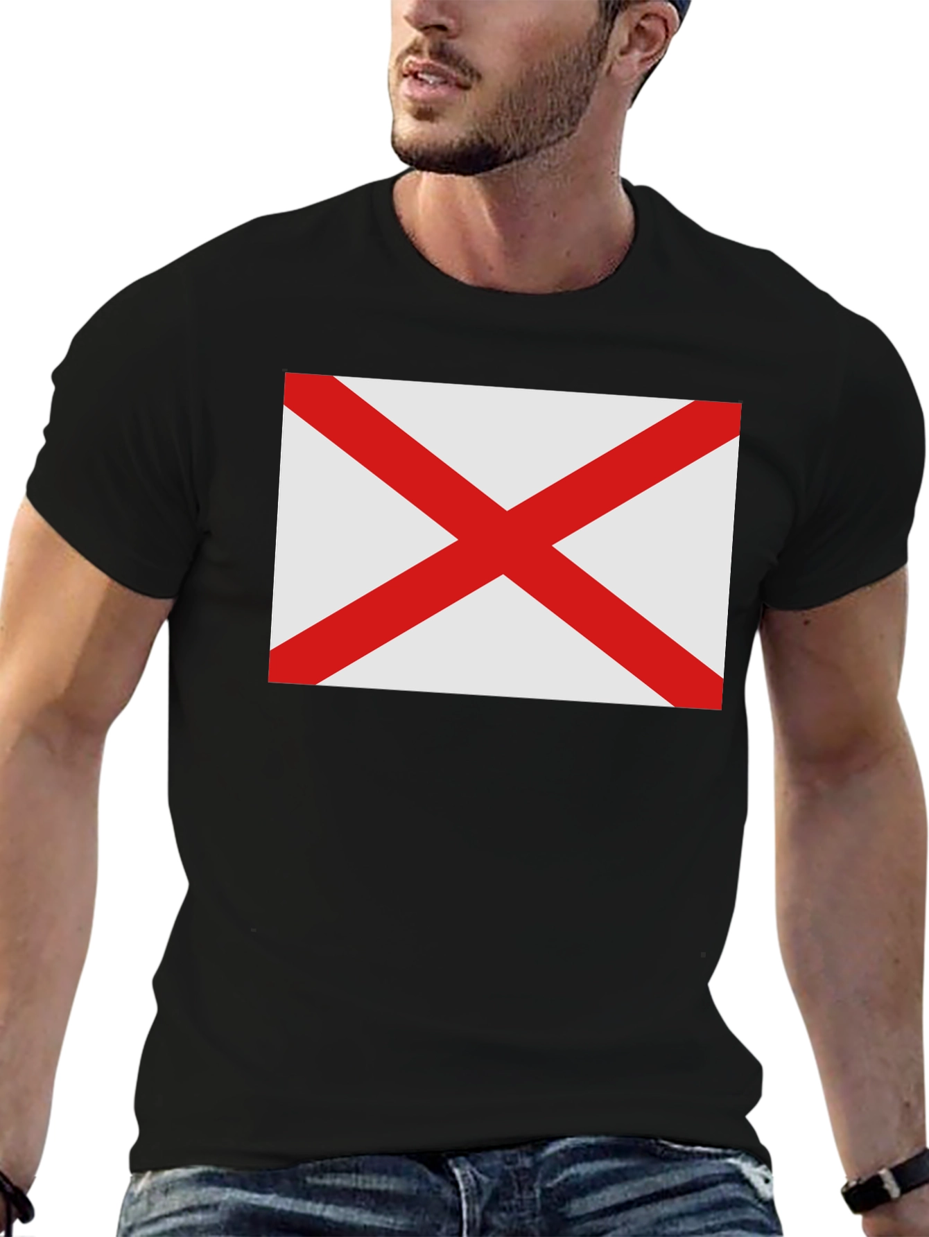 Alabama Flag Graphic Tee - Black Cotton Comfort