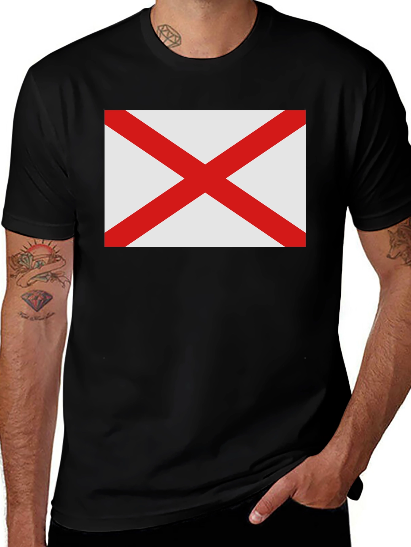 Alabama Flag Graphic Tee - Black Cotton Comfort