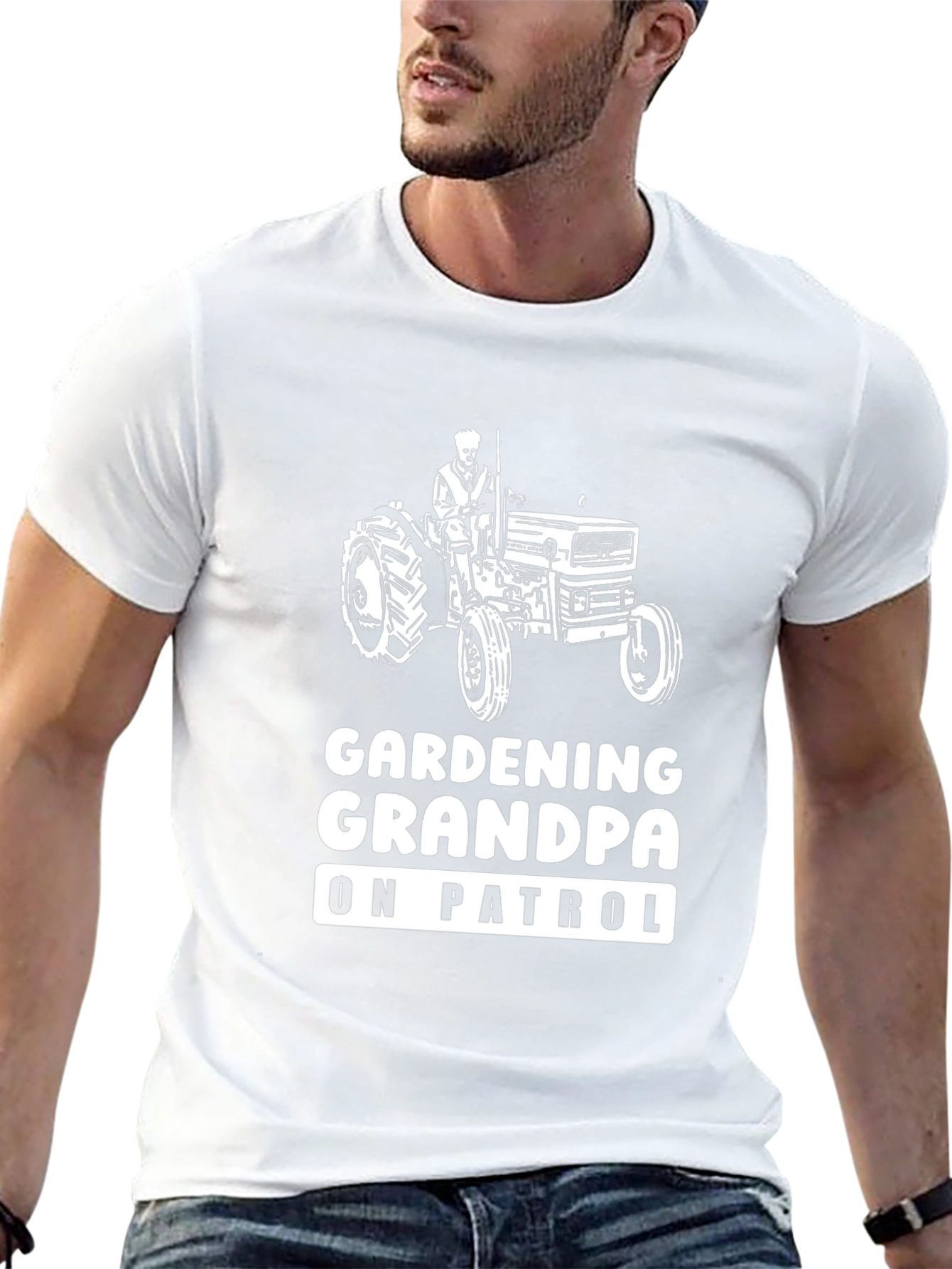 Gardening Grandpa On Patrol Black T-Shirt