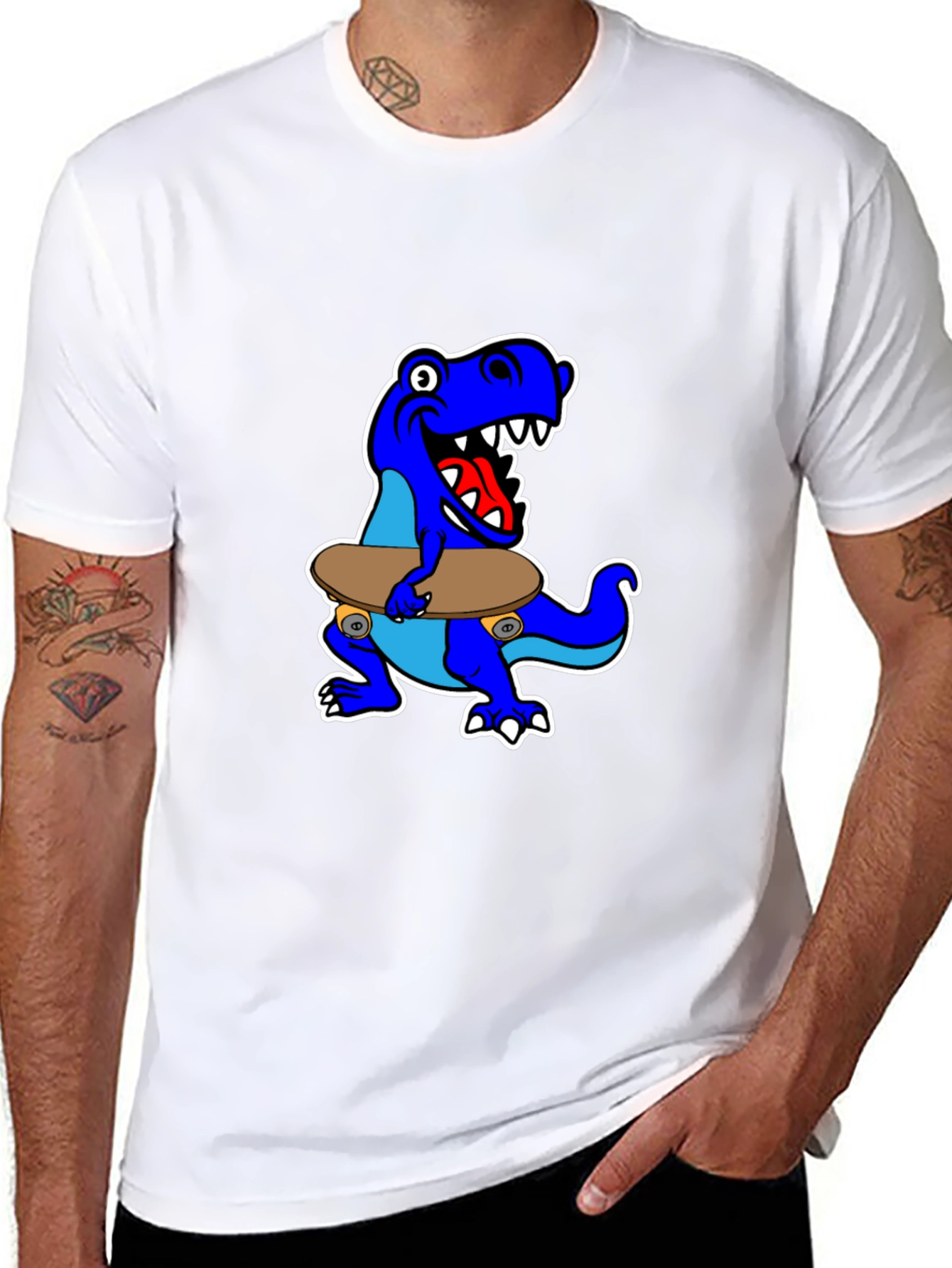Dino Skateboarder Graphic Tee - Cool & Fun