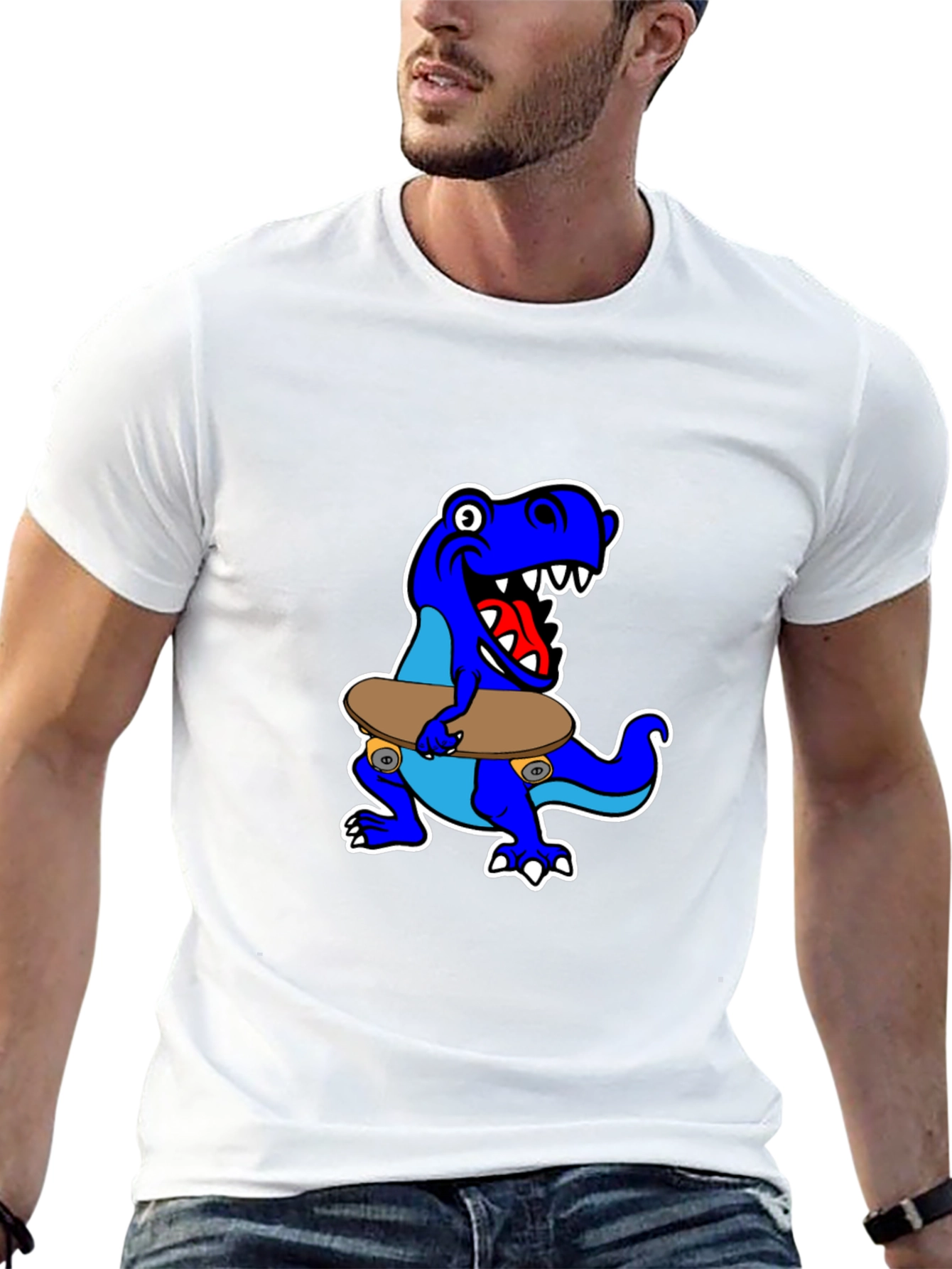 Dino Skateboarder Graphic Tee - Cool & Fun